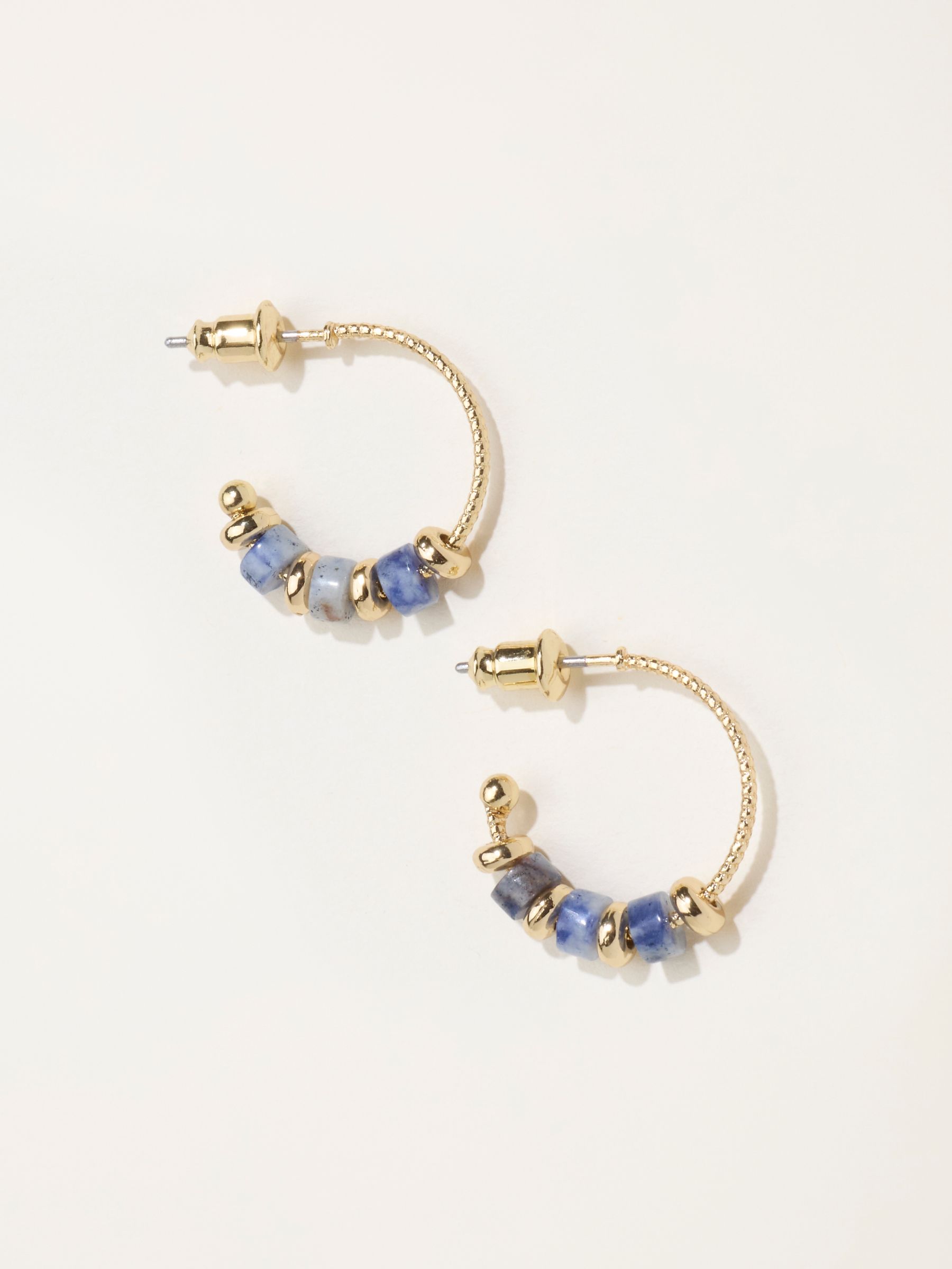 Stone Hoop Earrings in Blue - Image 1 of 2
