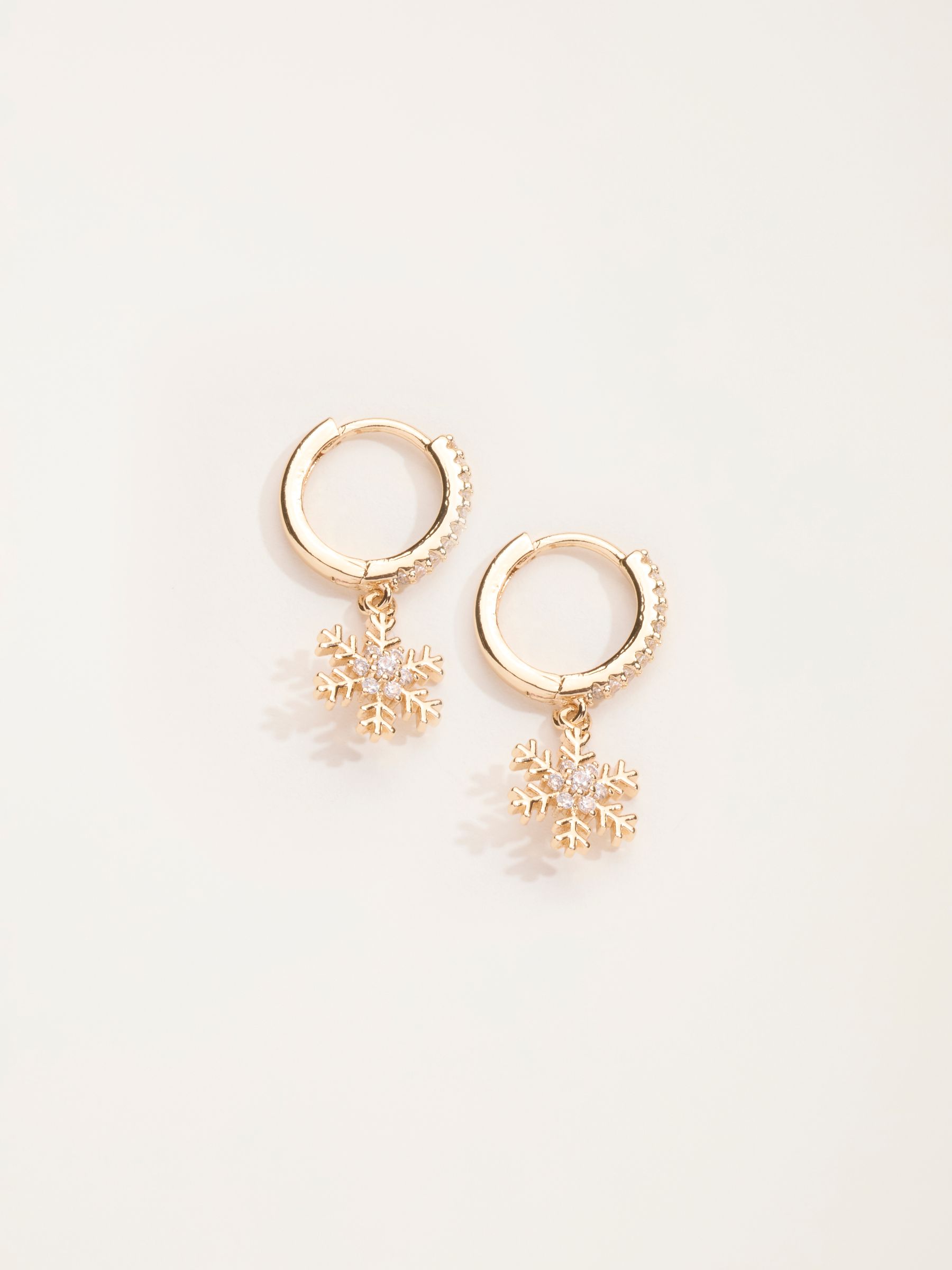 Gold Tone Snowflake Drop Earrings - Image 2 of 3