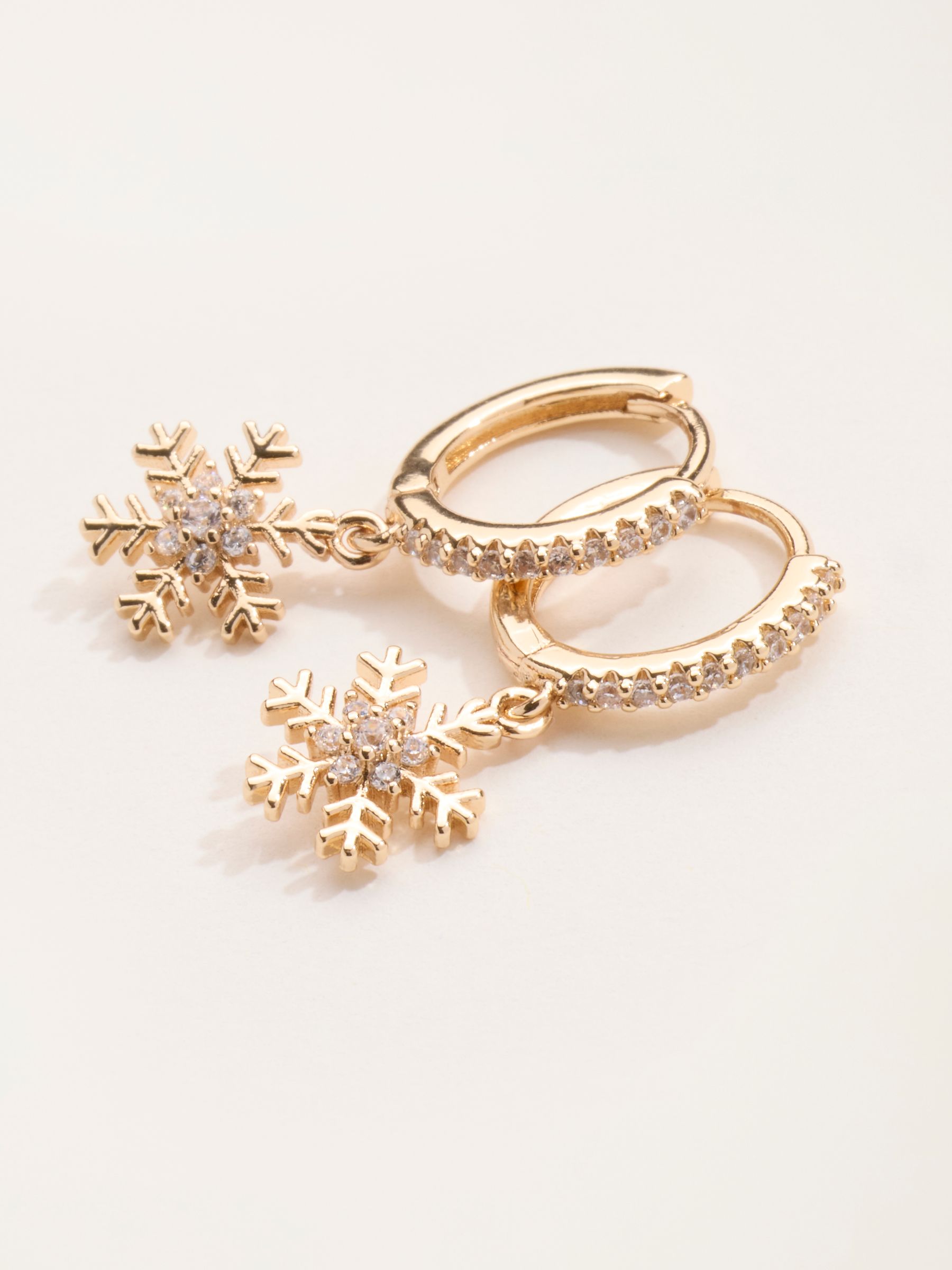 Gold Tone Snowflake Drop Earrings - Image 3 of 3 Gold Tone Snowflake Drop Earrings - Image 3 of 3