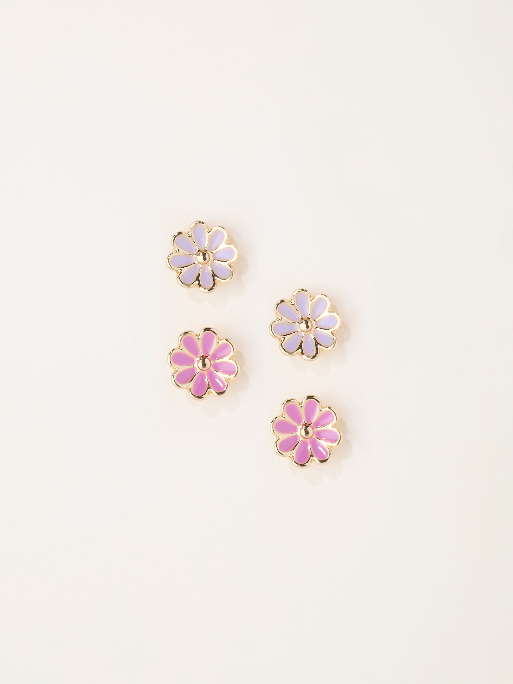 Purple 2 Pairs of Flower Studs - Image 1 of 2 Purple 2 Pairs of Flower Studs - Image 1 of 2