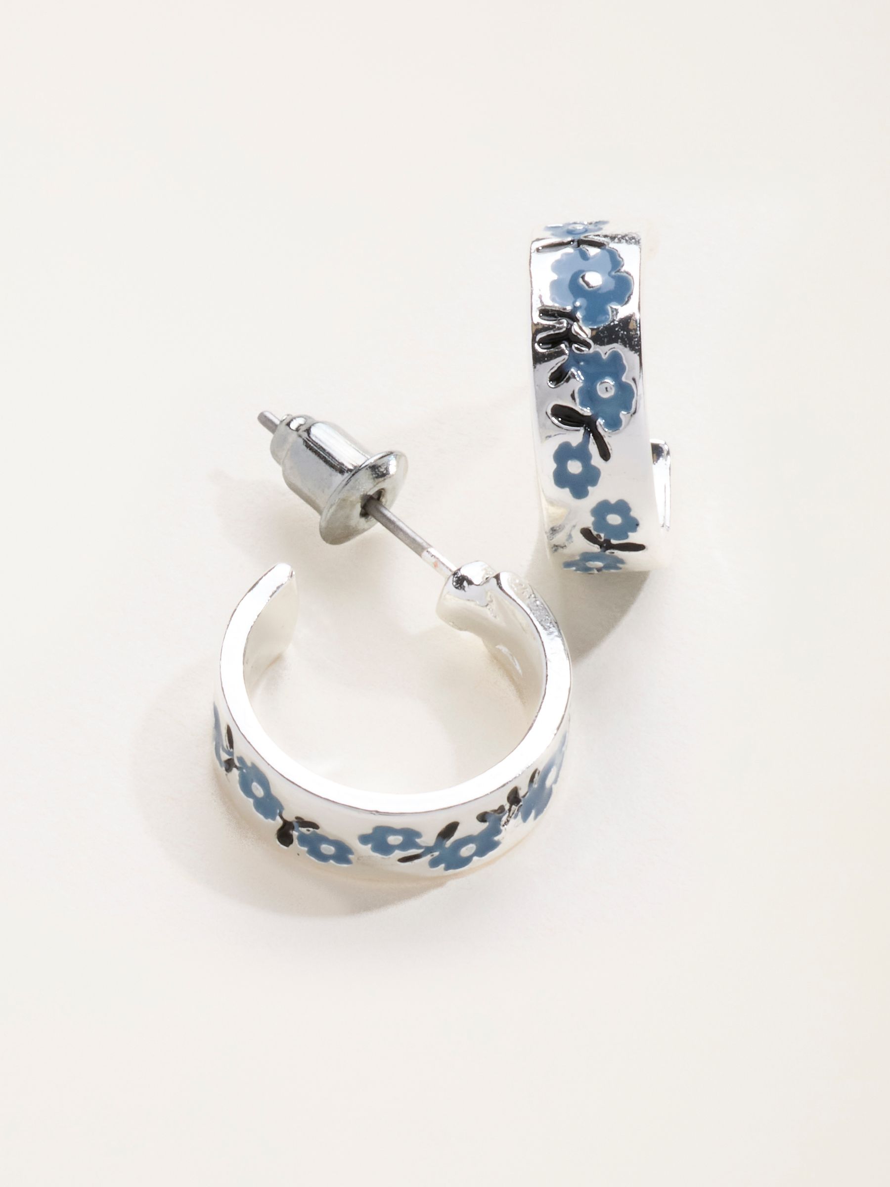 Silver Tone Floral Hoops - Image 2 of 2