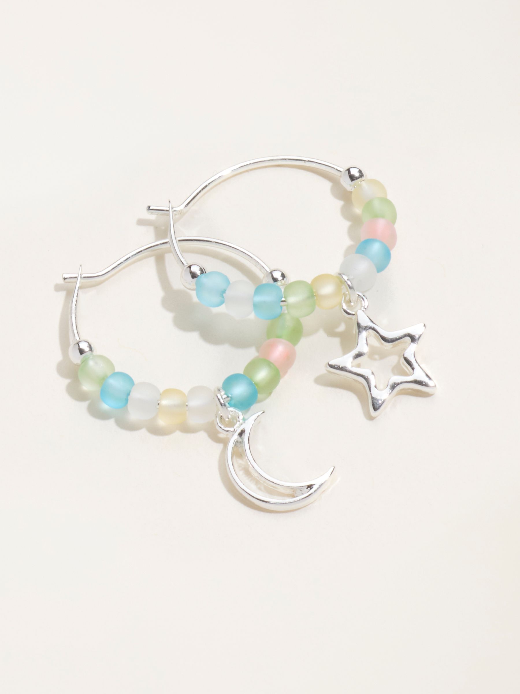 Silver Tone Star Moon Hoops - Image 2 of 2 Silver Tone Star Moon Hoops - Image 2 of 2