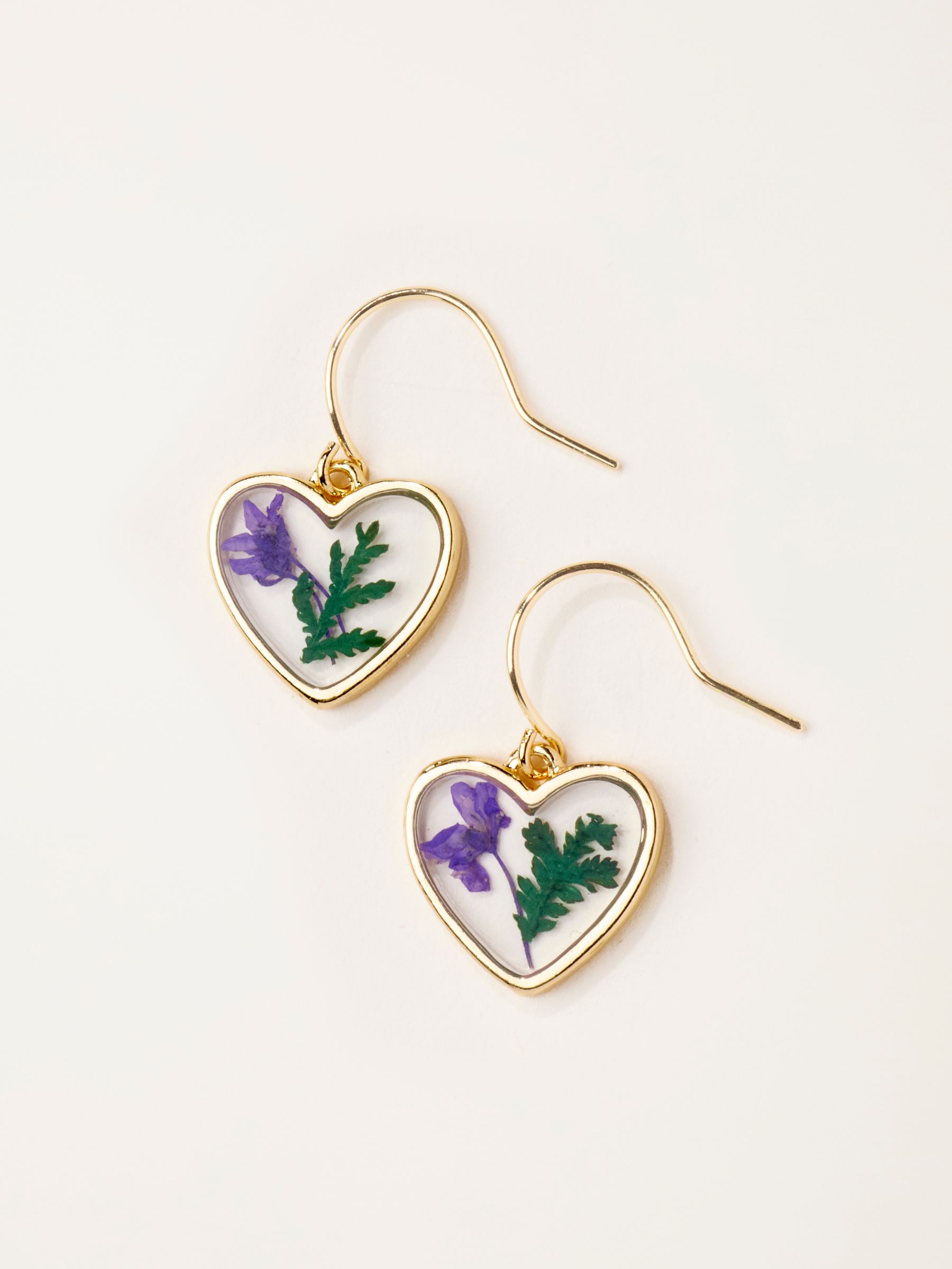 Purple Pressed Heart Earrings - Image 1 of 2