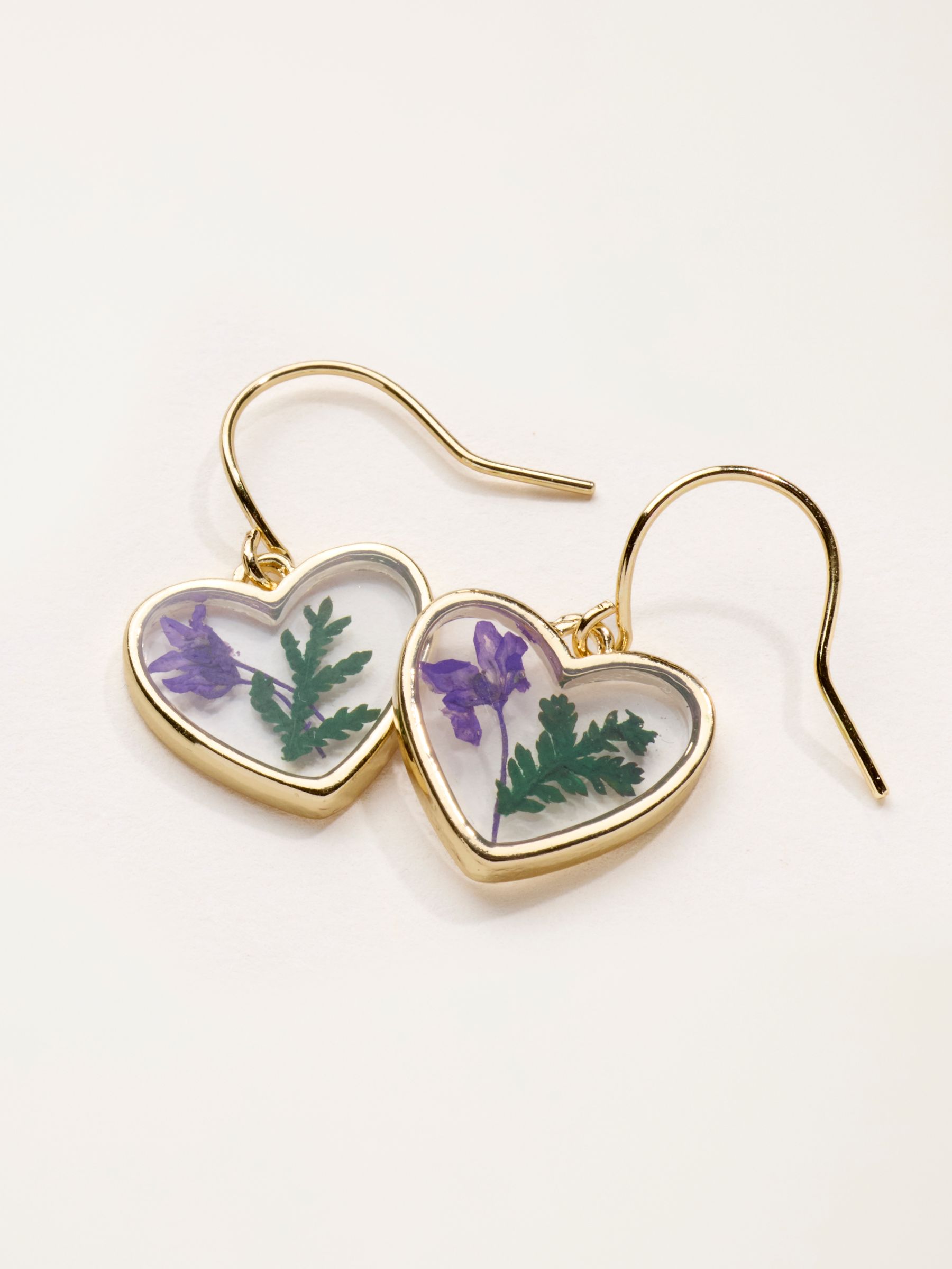 Purple Pressed Heart Earrings - Image 2 of 2 Purple Pressed Heart Earrings - Image 2 of 2
