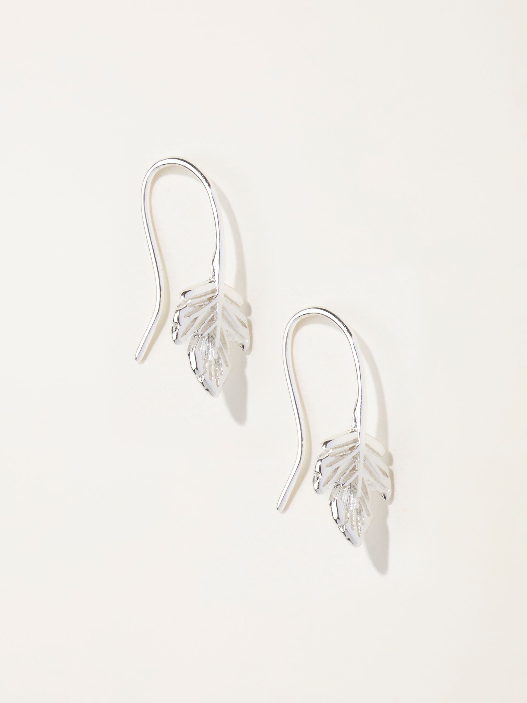 Leaf Drop Earrings in Silver Tone - Image 1 of 4