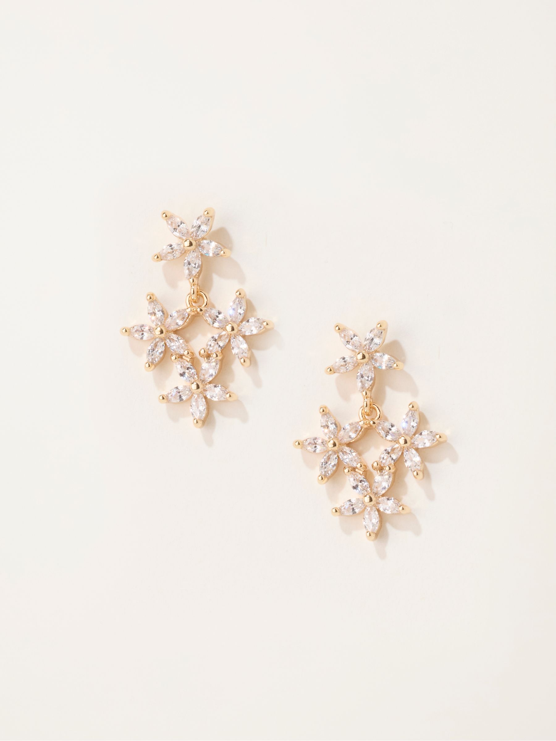 Gold Tone Flower Party Earrings - Image 1 of 4