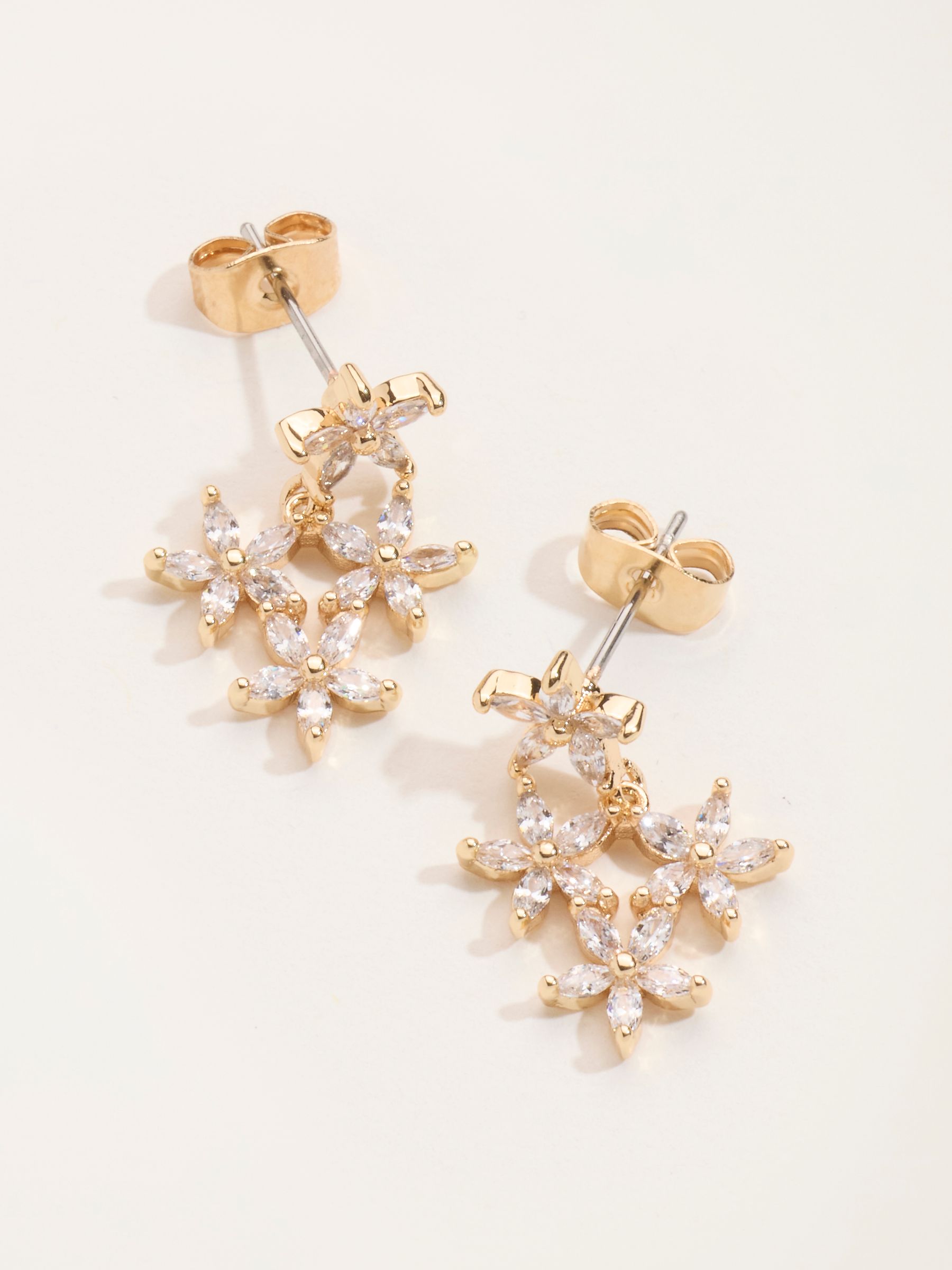 Gold Tone Flower Party Earrings - Image 2 of 4