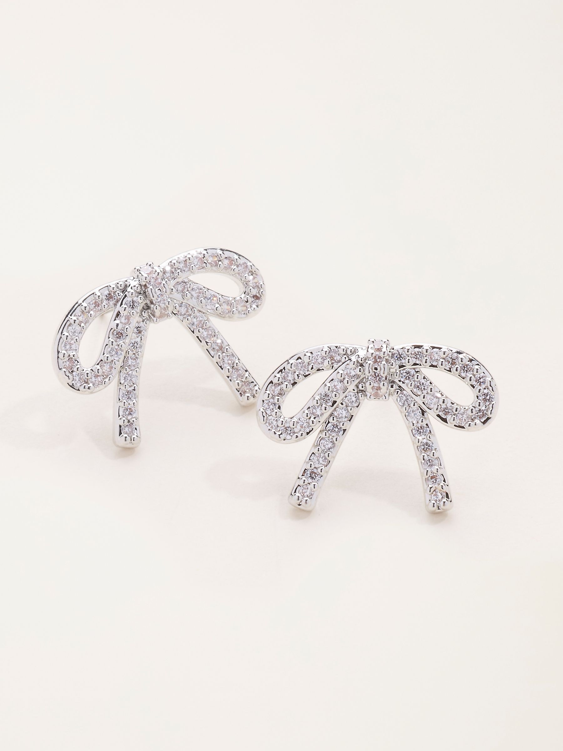 Silver Tone Bow Party Earrings - Image 2 of 4
