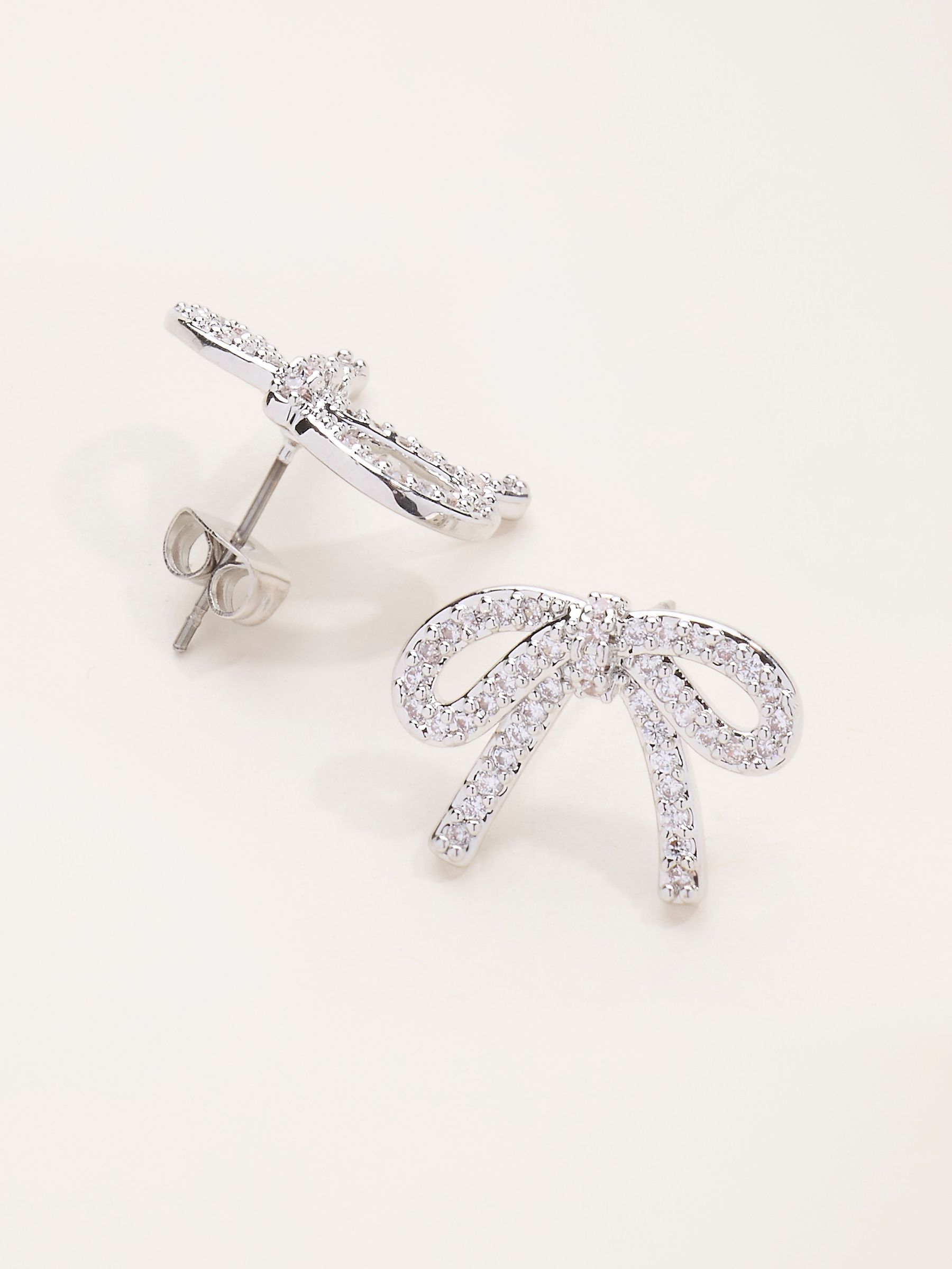 Silver Tone Bow Party Earrings - Image 3 of 4