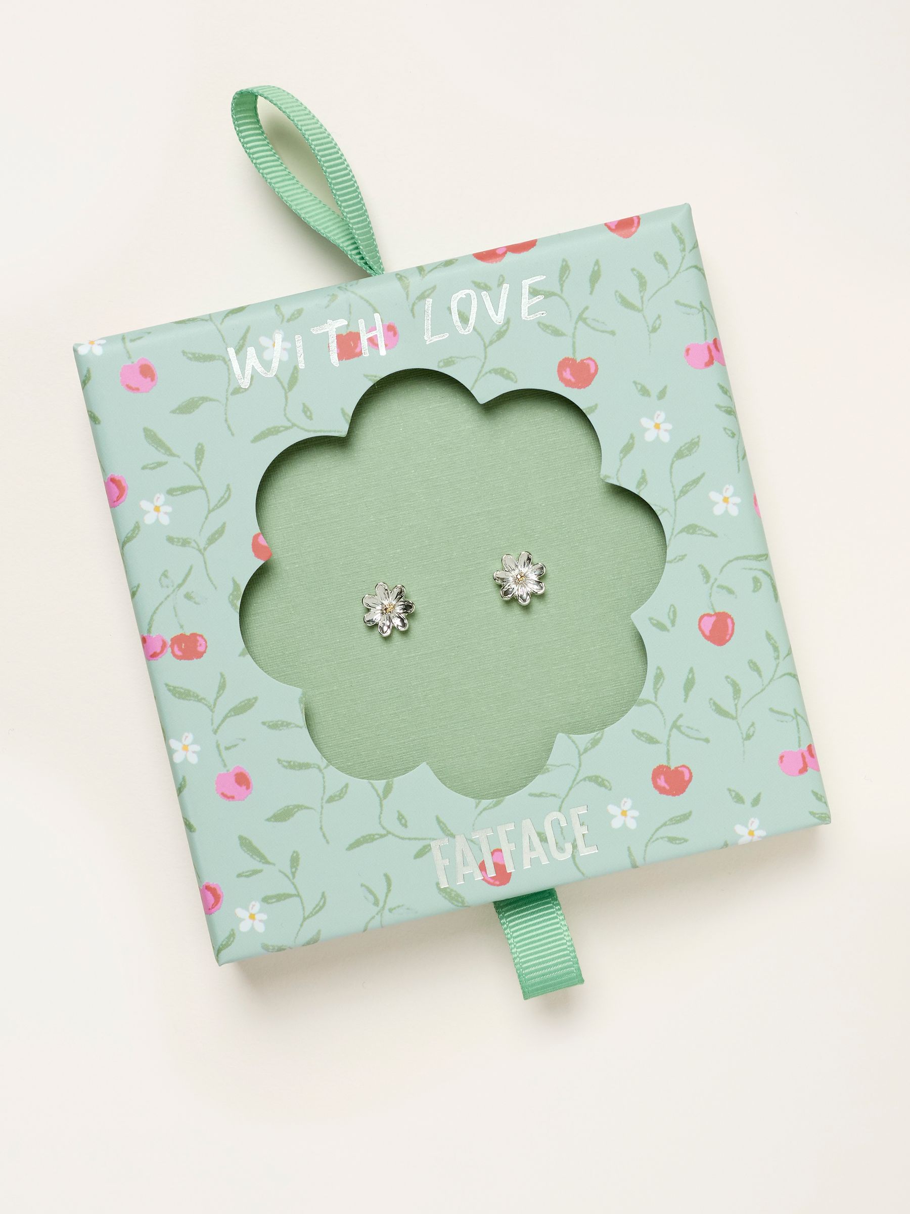 Silver Tone Flower Earrings Gift - Image 1 of 2