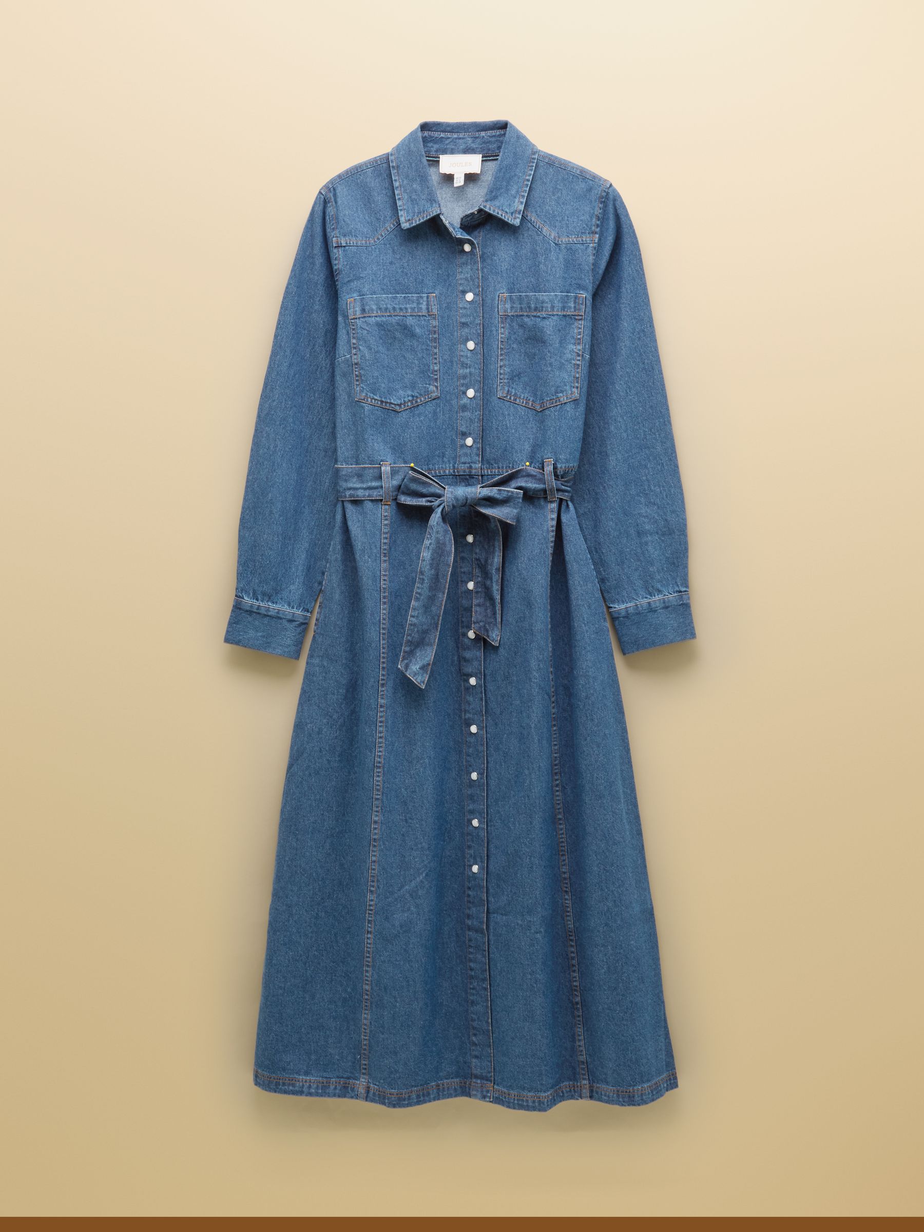 Denim Blue Tie Waist Shirt Dress - Image 8 of 8