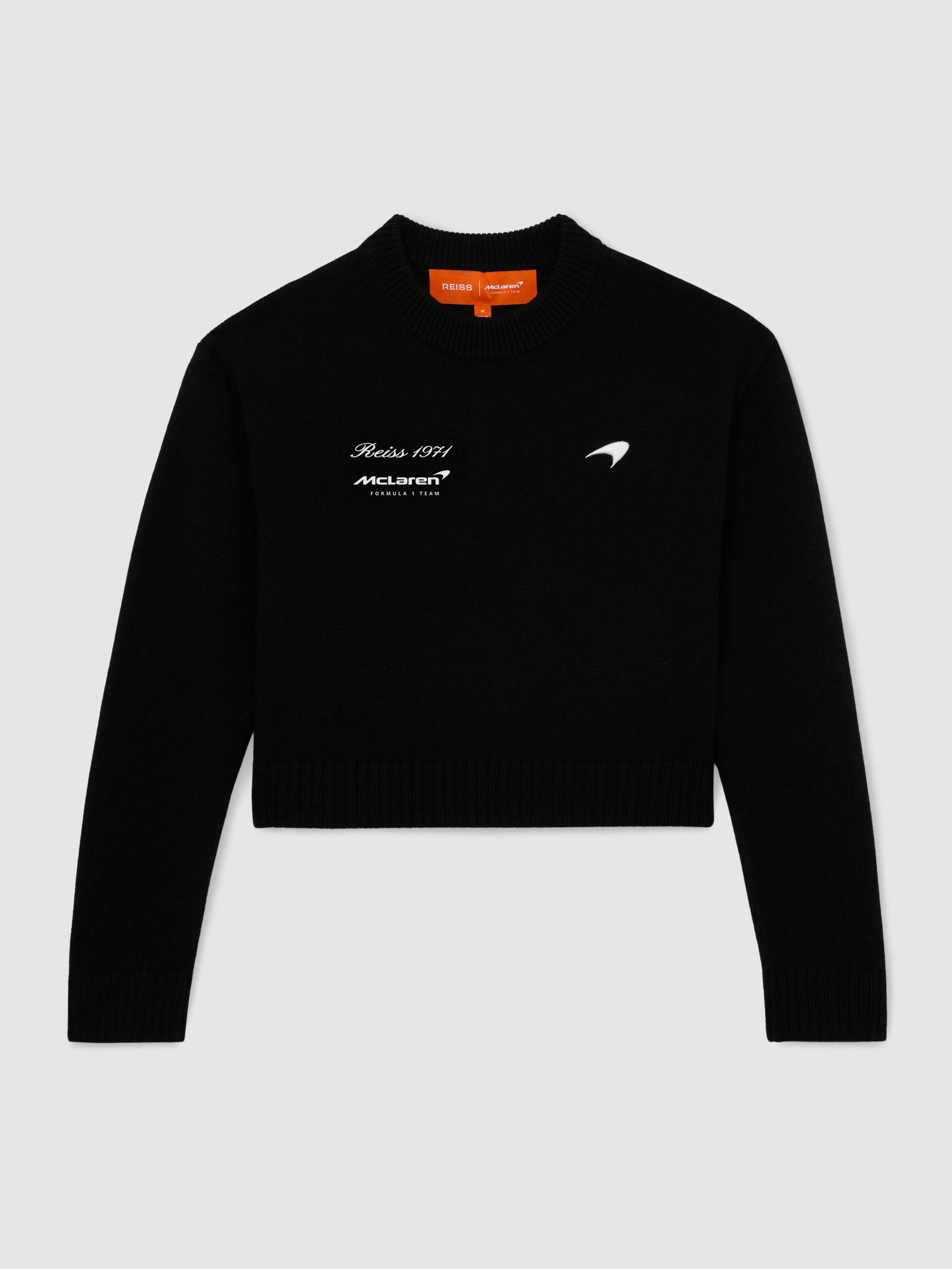 McLaren Racing Merino Wool Cropped Jumper in Black - Image 2 of 8