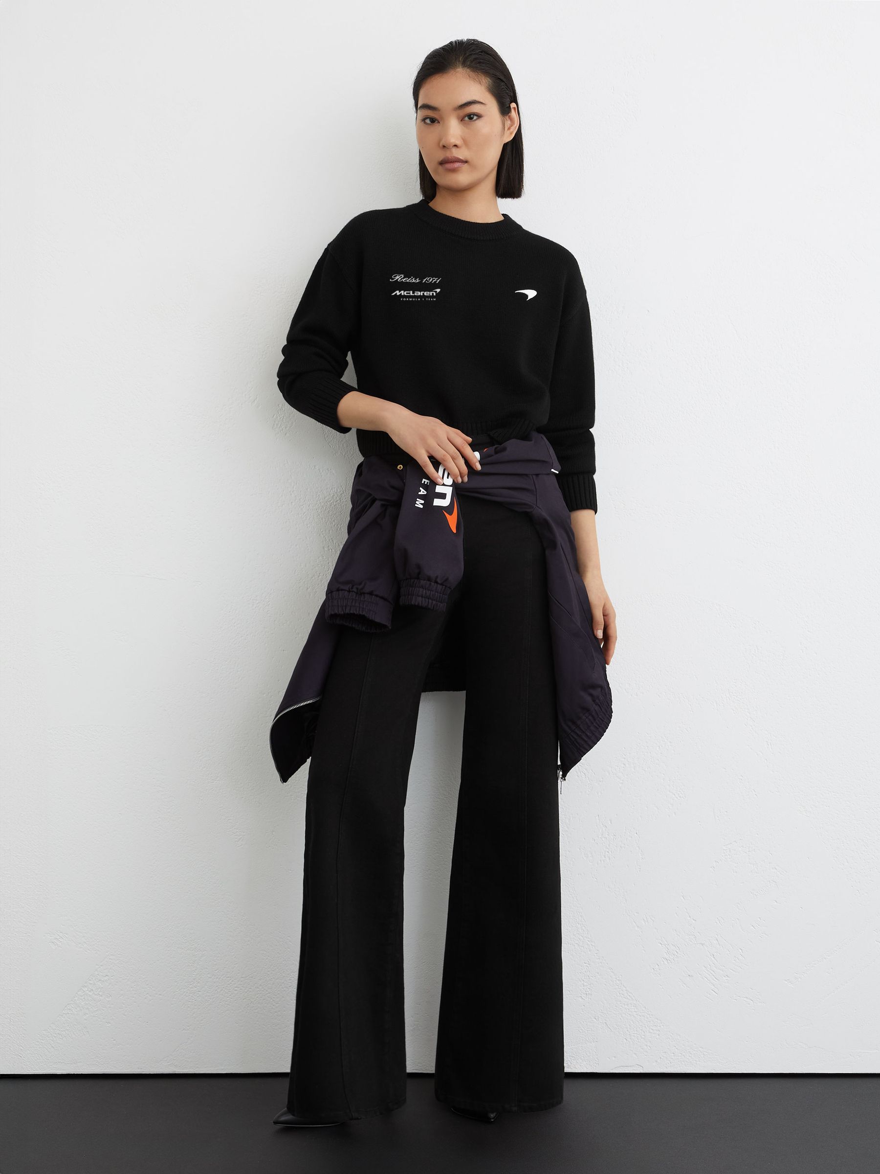 McLaren Racing Merino Wool Cropped Jumper in Black - Image 4 of 8