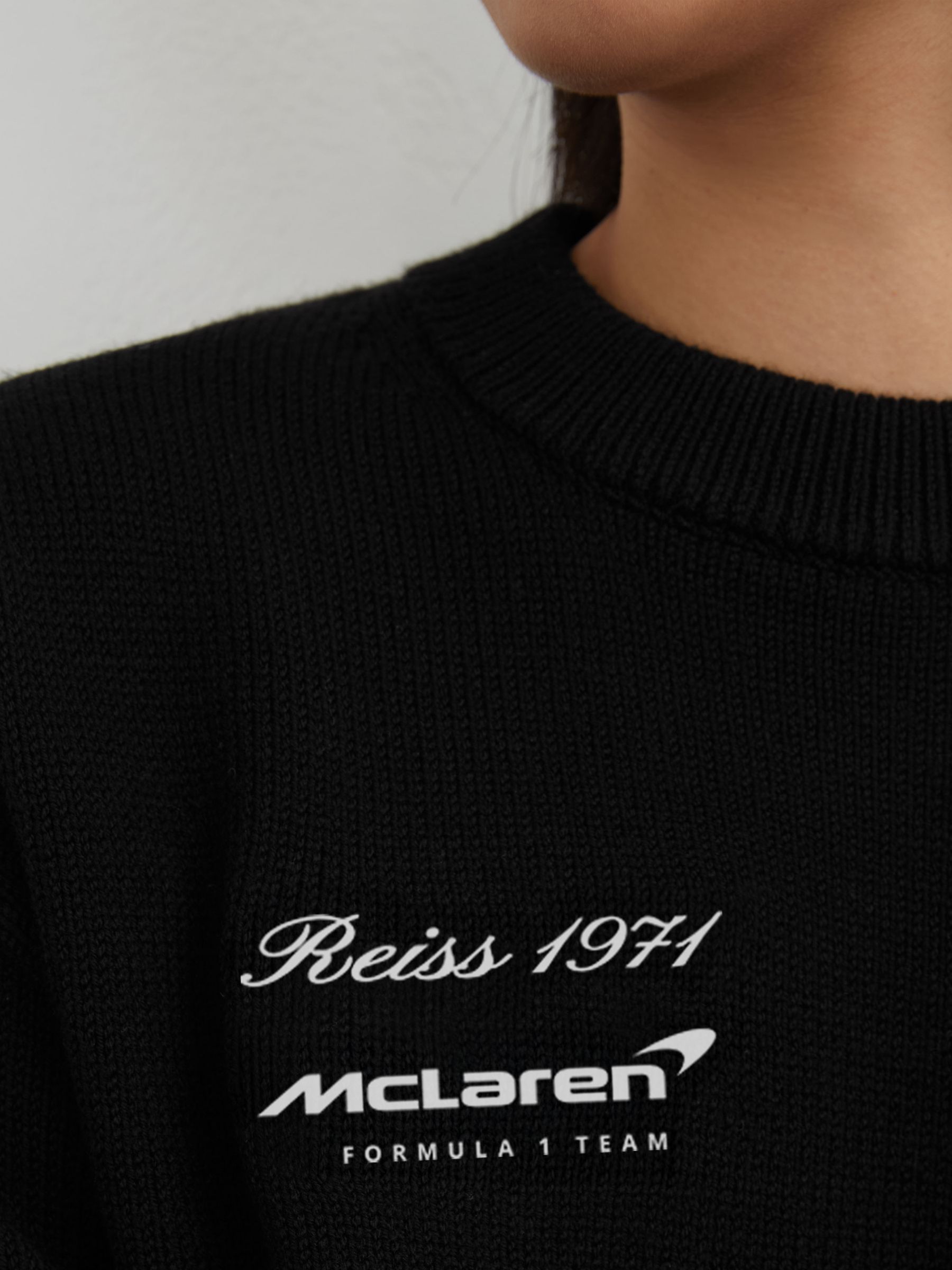 McLaren Racing Merino Wool Cropped Jumper in Black - Image 5 of 8