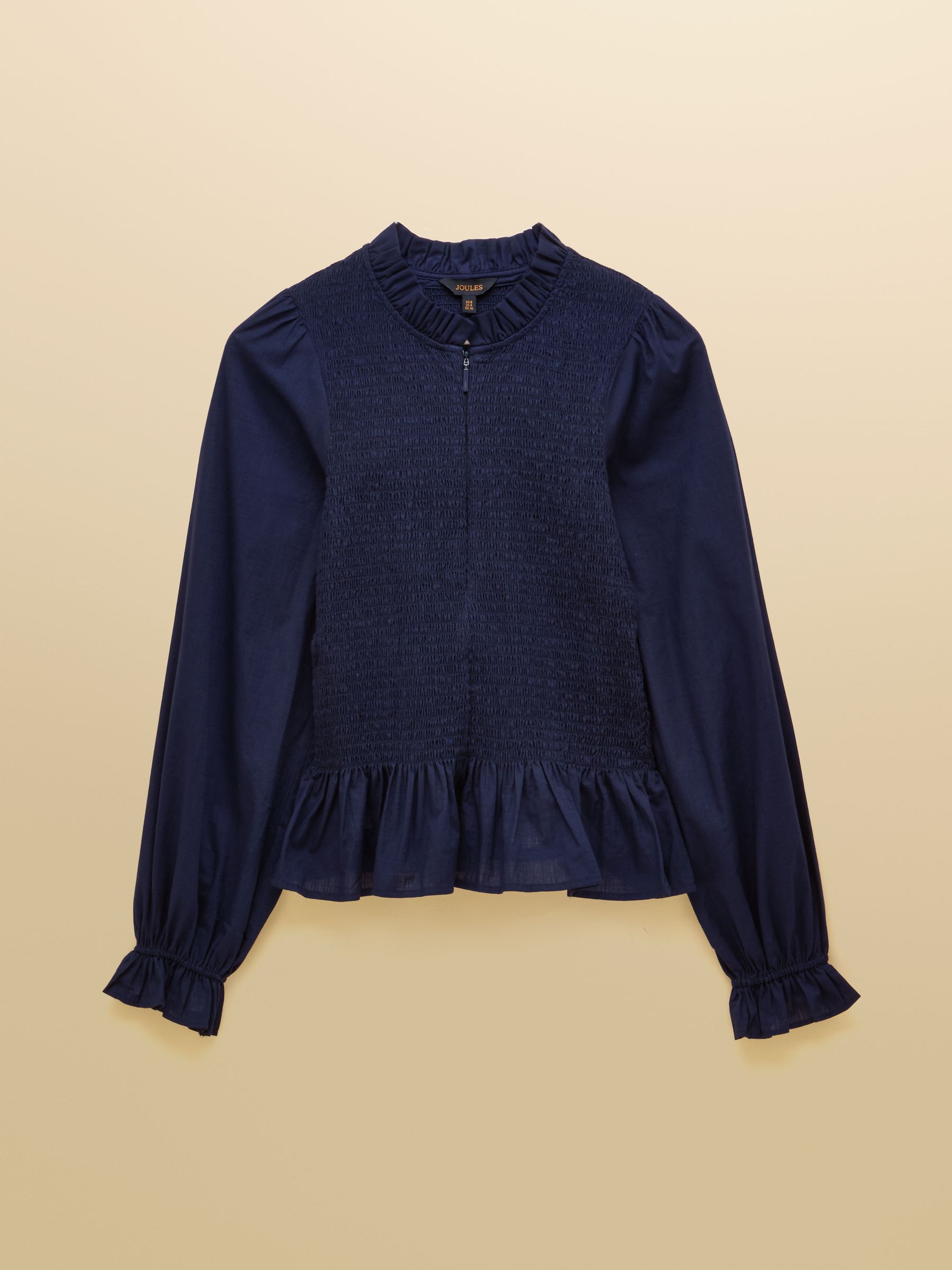Zoe Navy Long Sleeved Smocked Blouse - Image 7 of 7