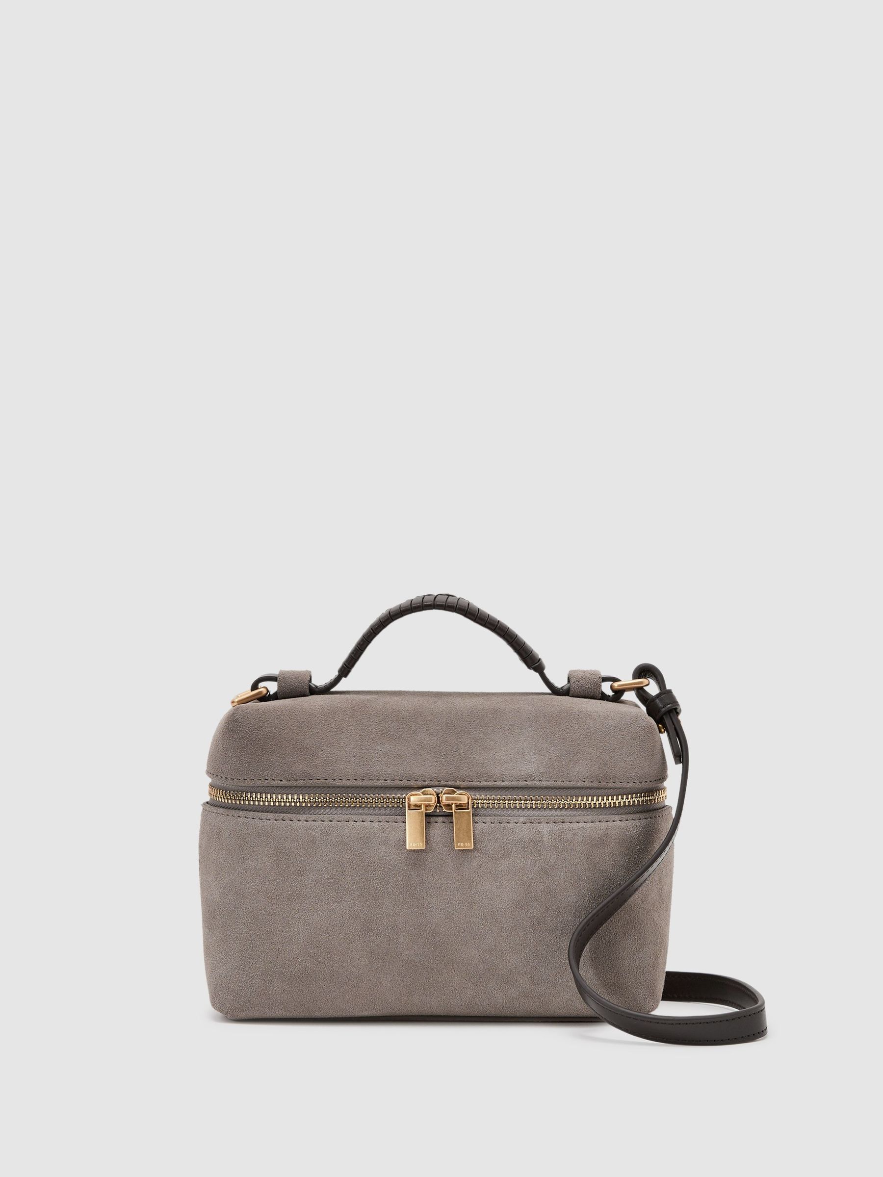 Suede Vanity Crossbody Bag in Grey - image 1