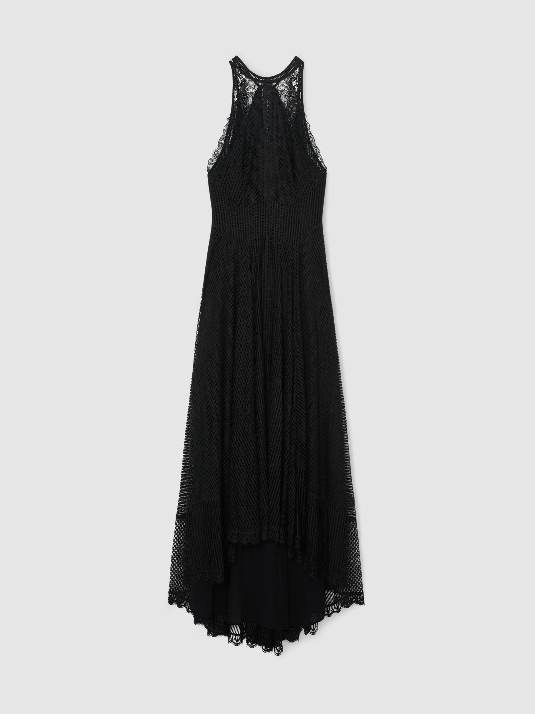 Atelier Lace-Trim Sheer Maxi Black Dress in Black - image 1