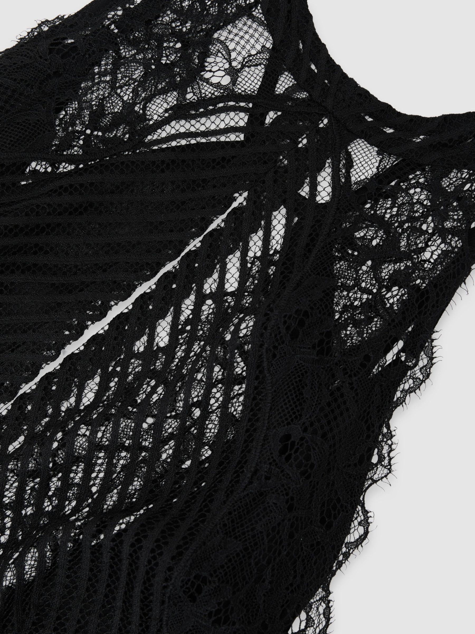 Atelier Lace-Trim Sheer Maxi Black Dress in Black - image 3