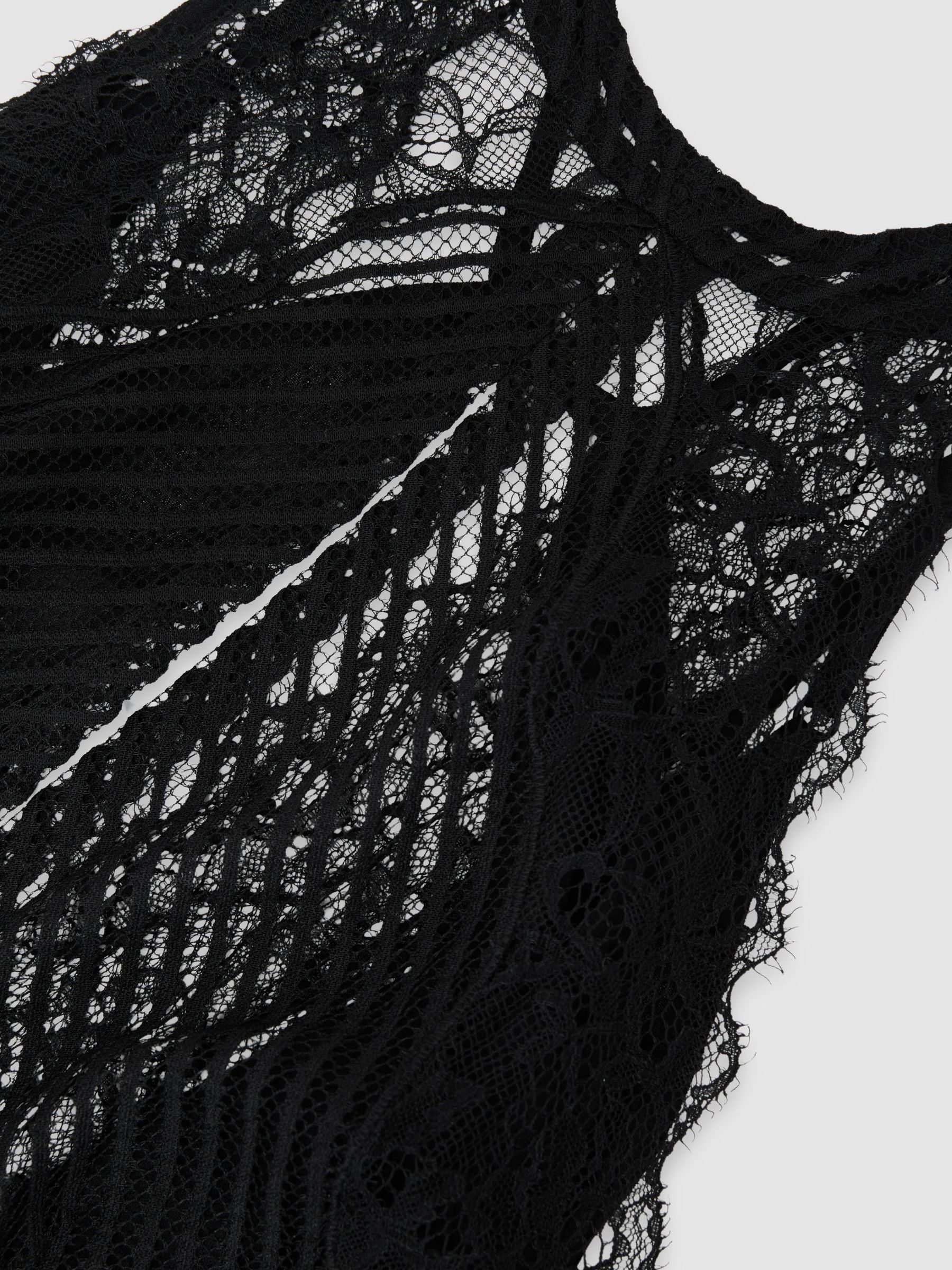 Atelier Lace-Trim Sheer Maxi Black Dress in Black - Image 7 of 7