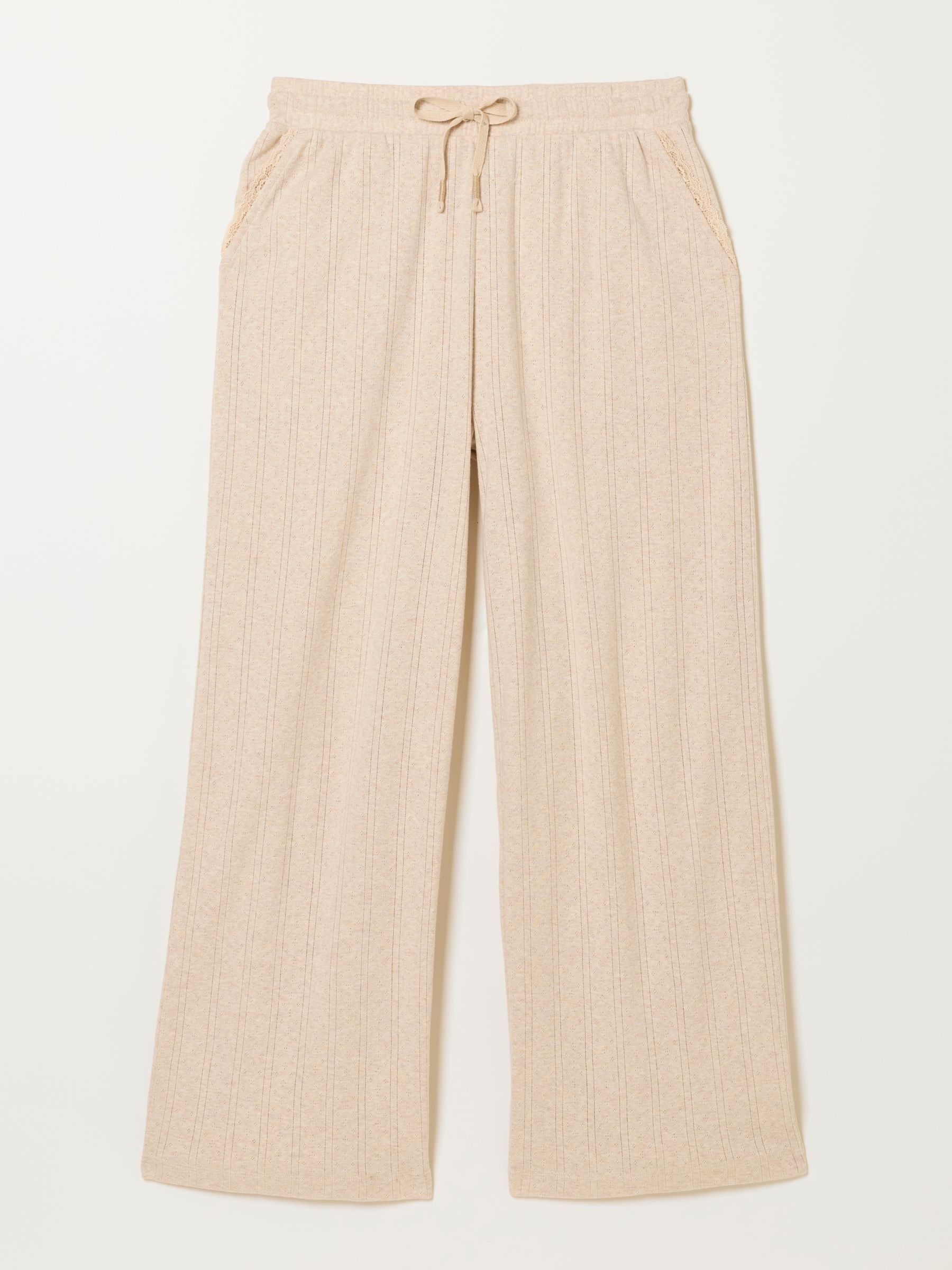 Lola Oatmeal Pointelle Wide Leg Trousers - Image 6 of 6 Lola Oatmeal Pointelle Wide Leg Trousers - Image 6 of 6