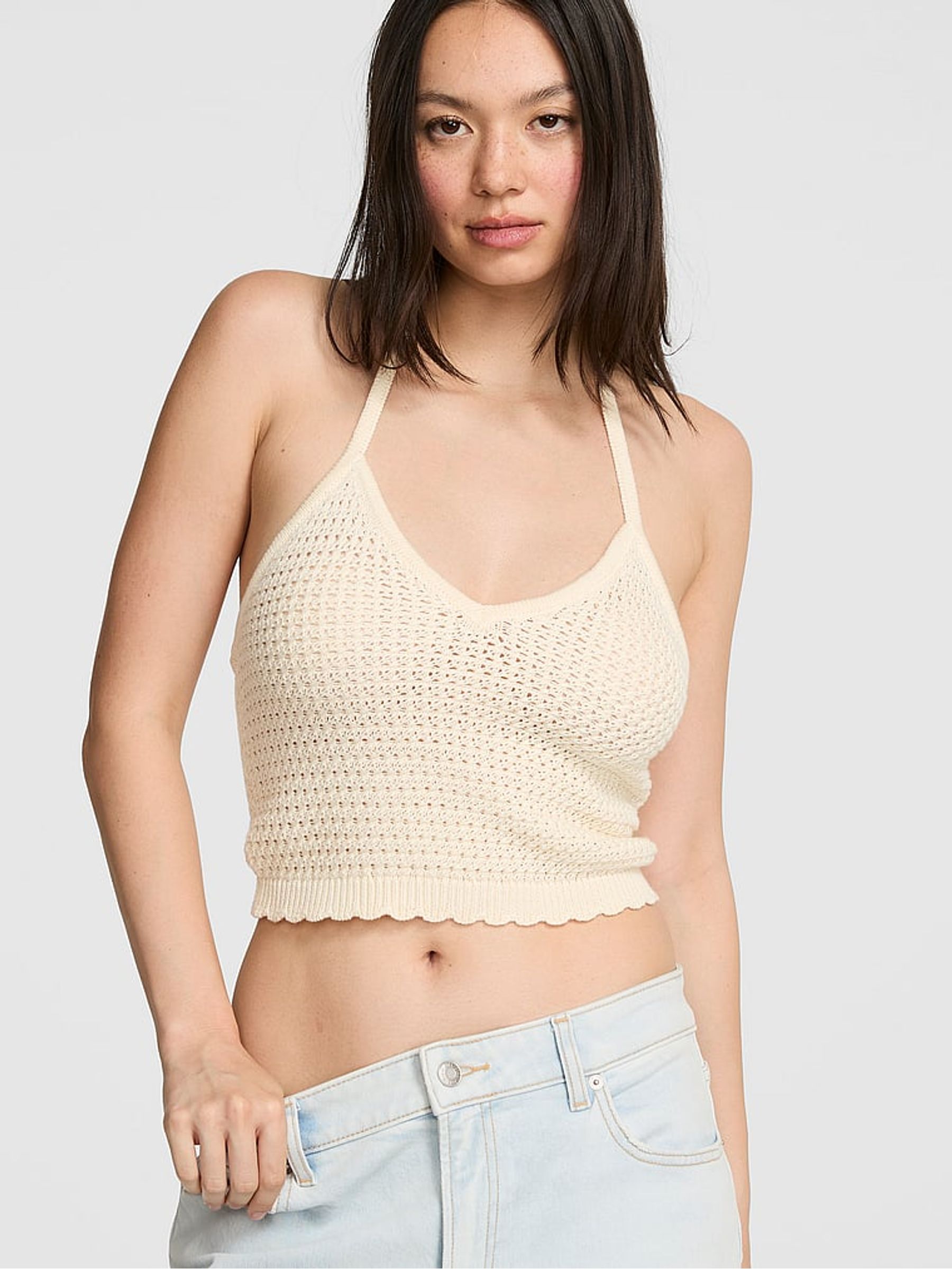 Winter White Crochet Halter Top - Image 1 of 2