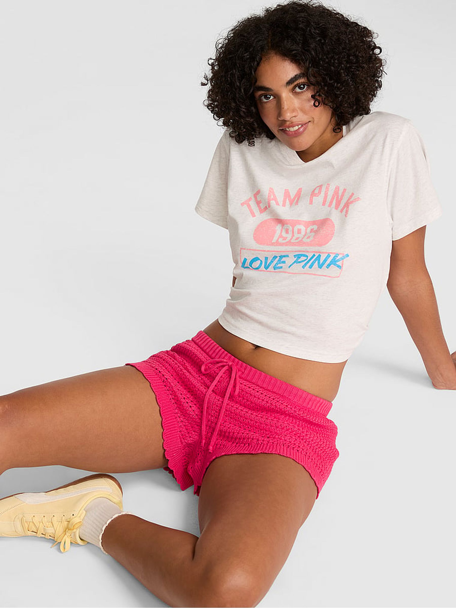 Candy Pink Crochet Shorts - Image 1 of 2