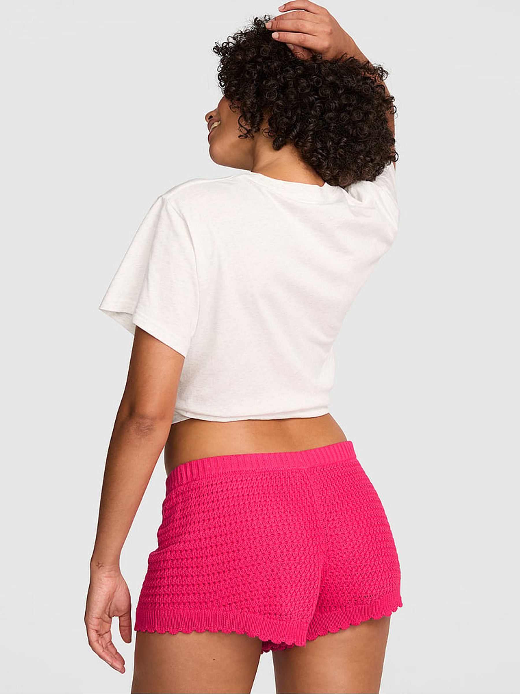 Candy Pink Crochet Shorts - Image 2 of 2