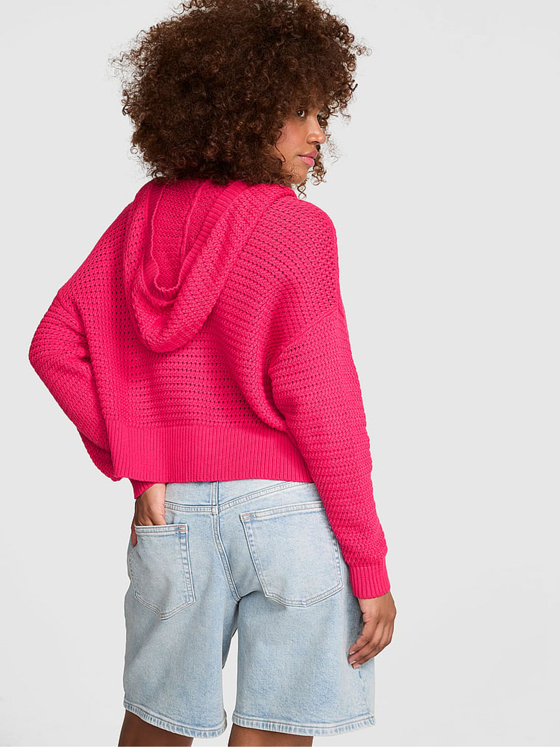 Candy Pink Crochet Hoodie - Image 2 of 2
