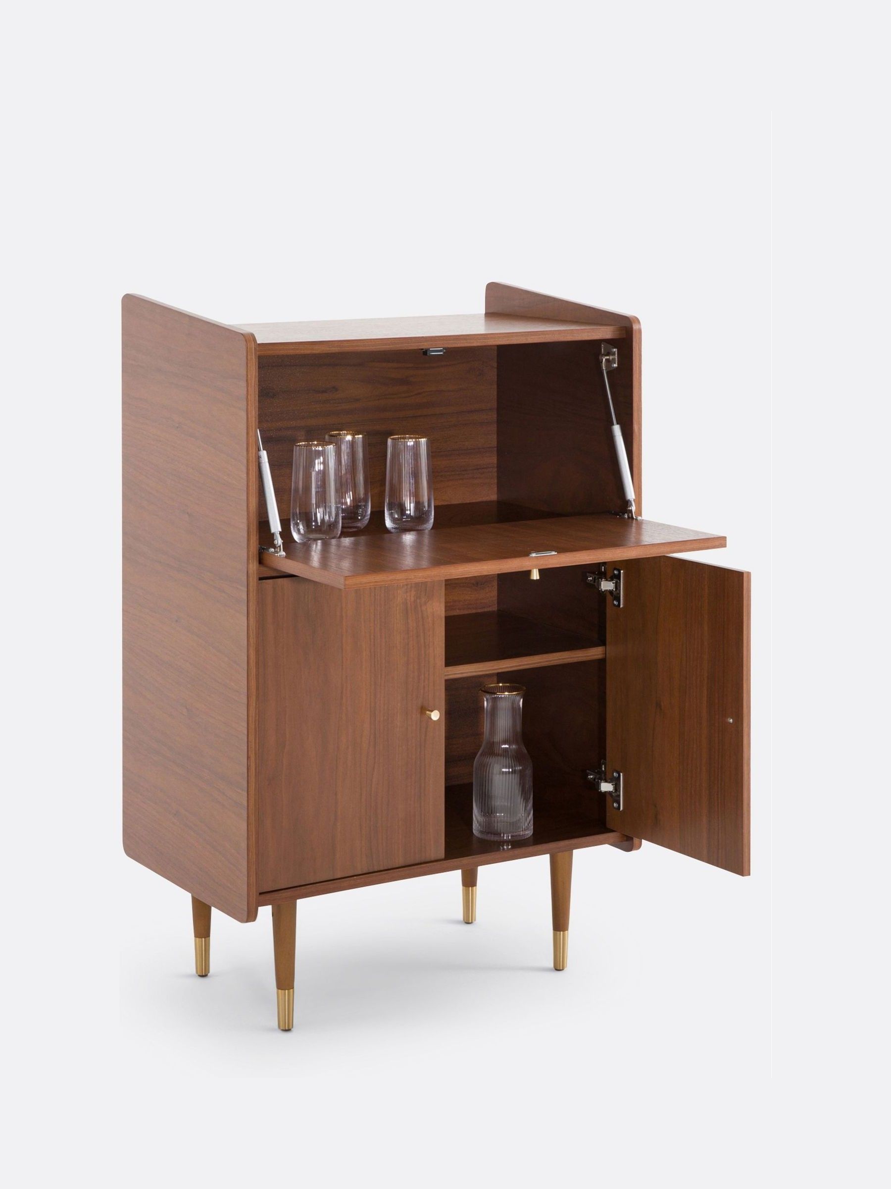 La Redoute Intérieurs Walnut Ronda Vintage 3 Door Bar Cabinet - Image 2 of 4