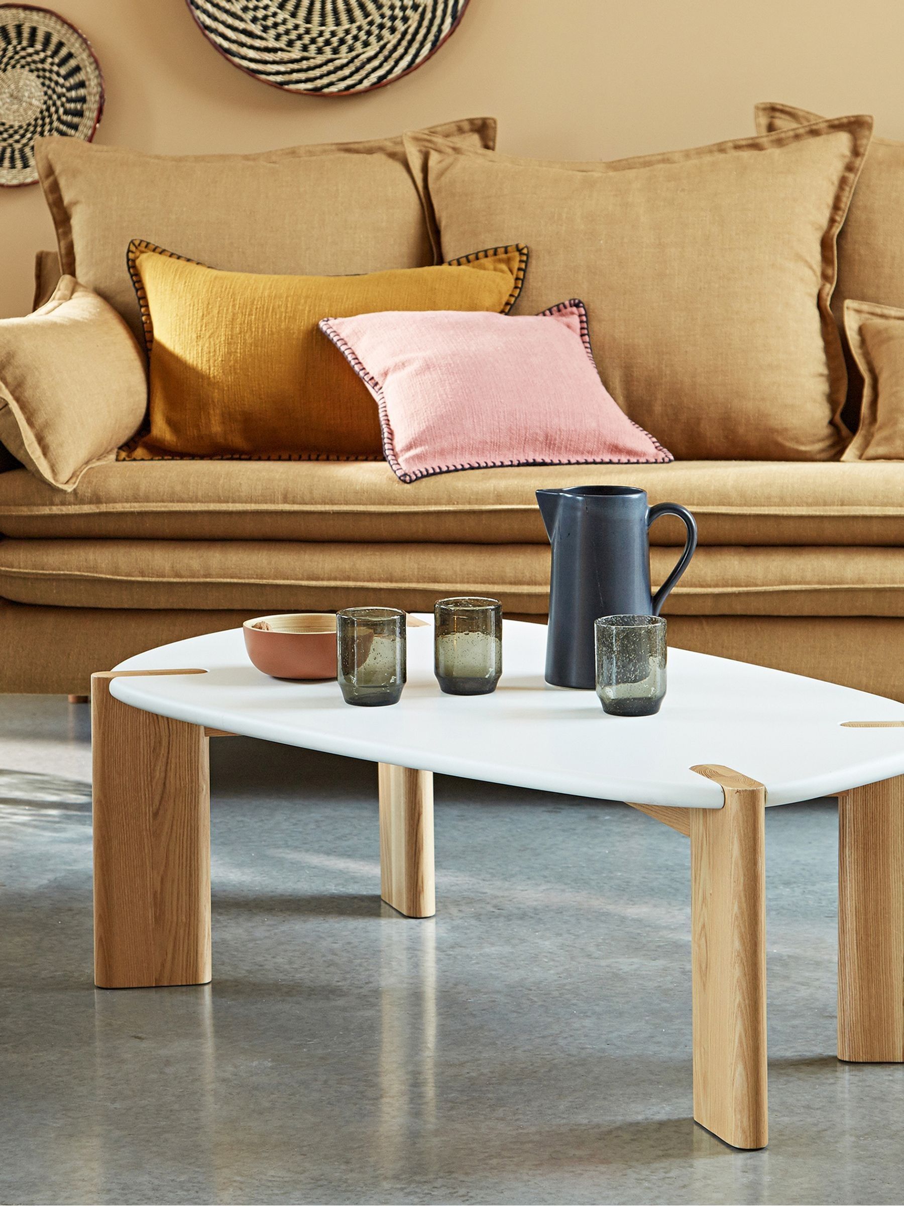 La Redoute Intérieurs White Galet Organically Shaped Beech Coffee Table - Image 1 of 6