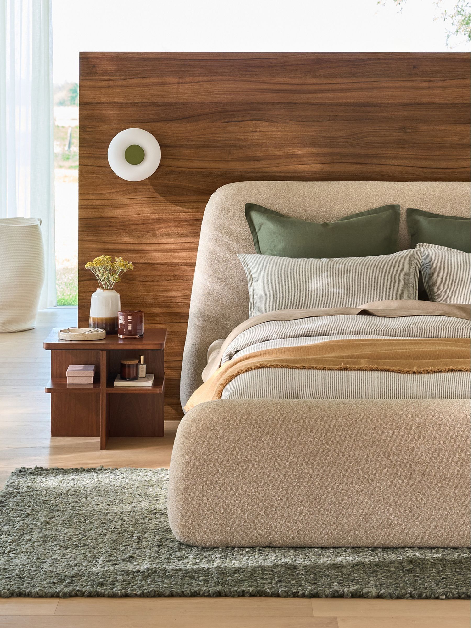 La Redoute Intérieurs Walnut Caliste & Travertine Bedside Table - Image 1 of 6 La Redoute Intérieurs Walnut Caliste & Travertine Bedside Table - Image 1 of 6
