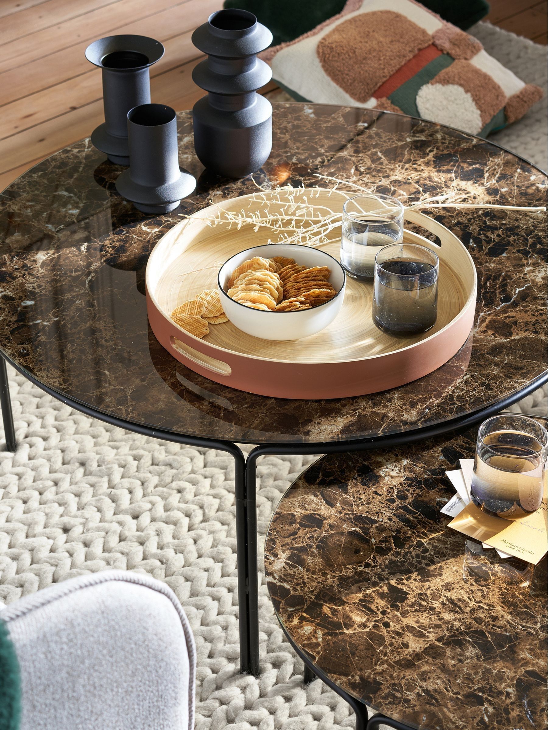 La Redoute Intérieurs Set of 2 Marble Chici Round Coffee Tables - Image 1 of 4