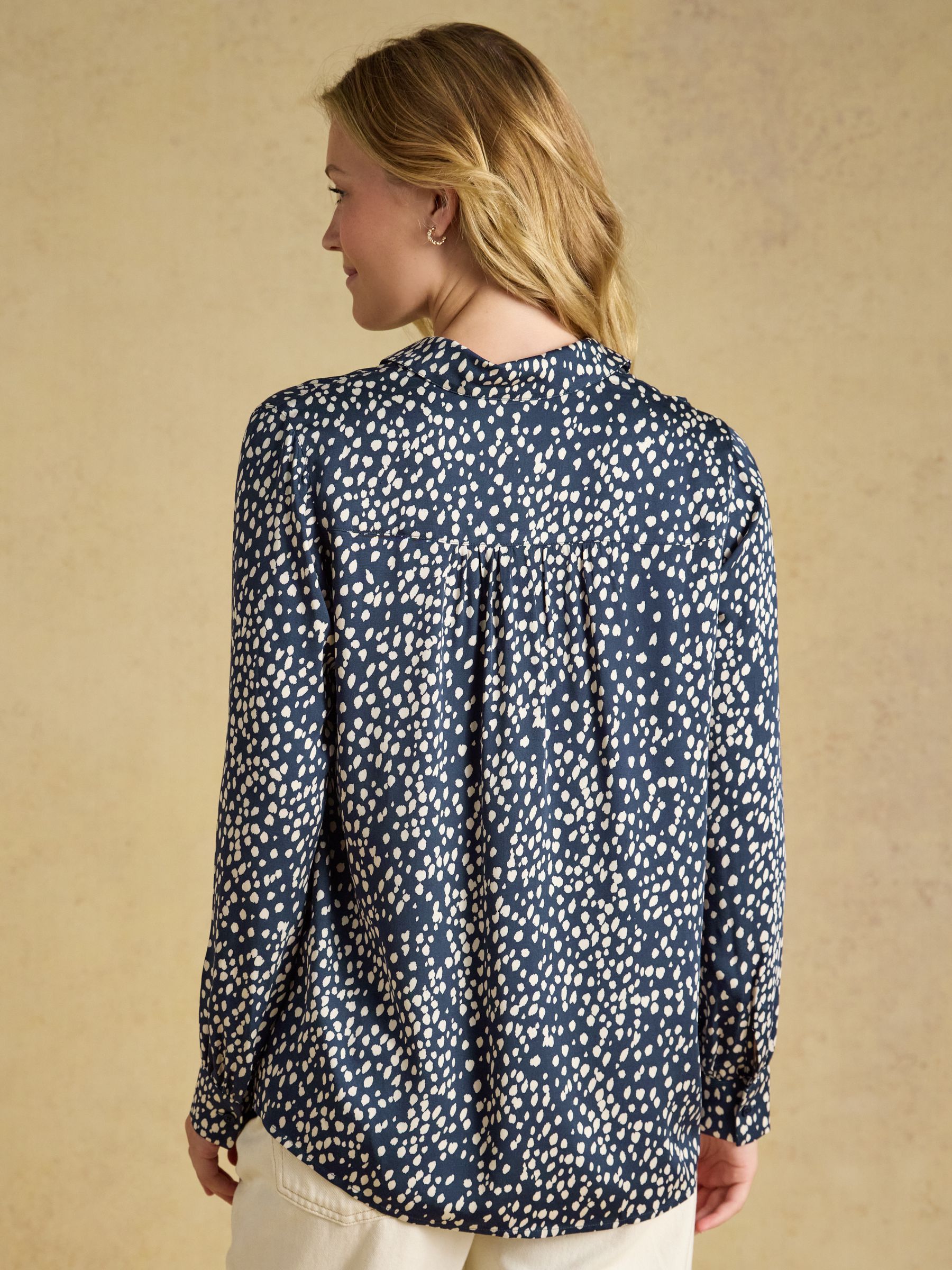 Elvina Navy Spot Satin Shirt - Image 2 of 8