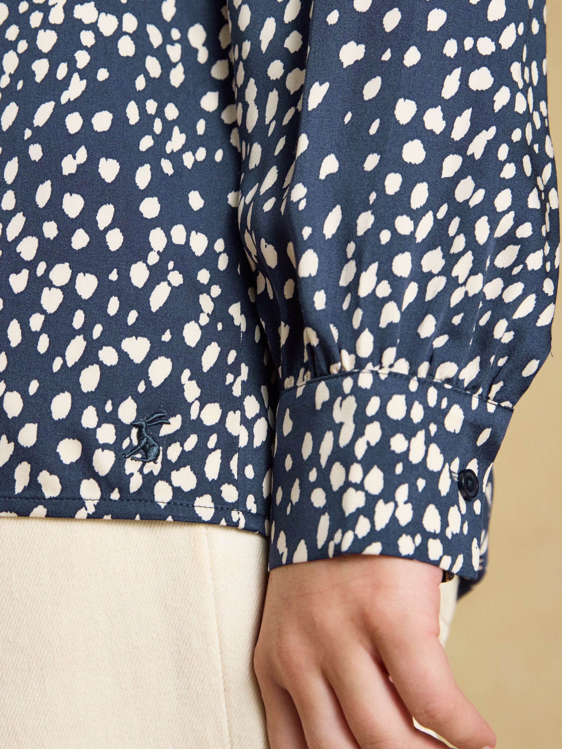 Elvina Navy Spot Satin Shirt - Image 4 of 8