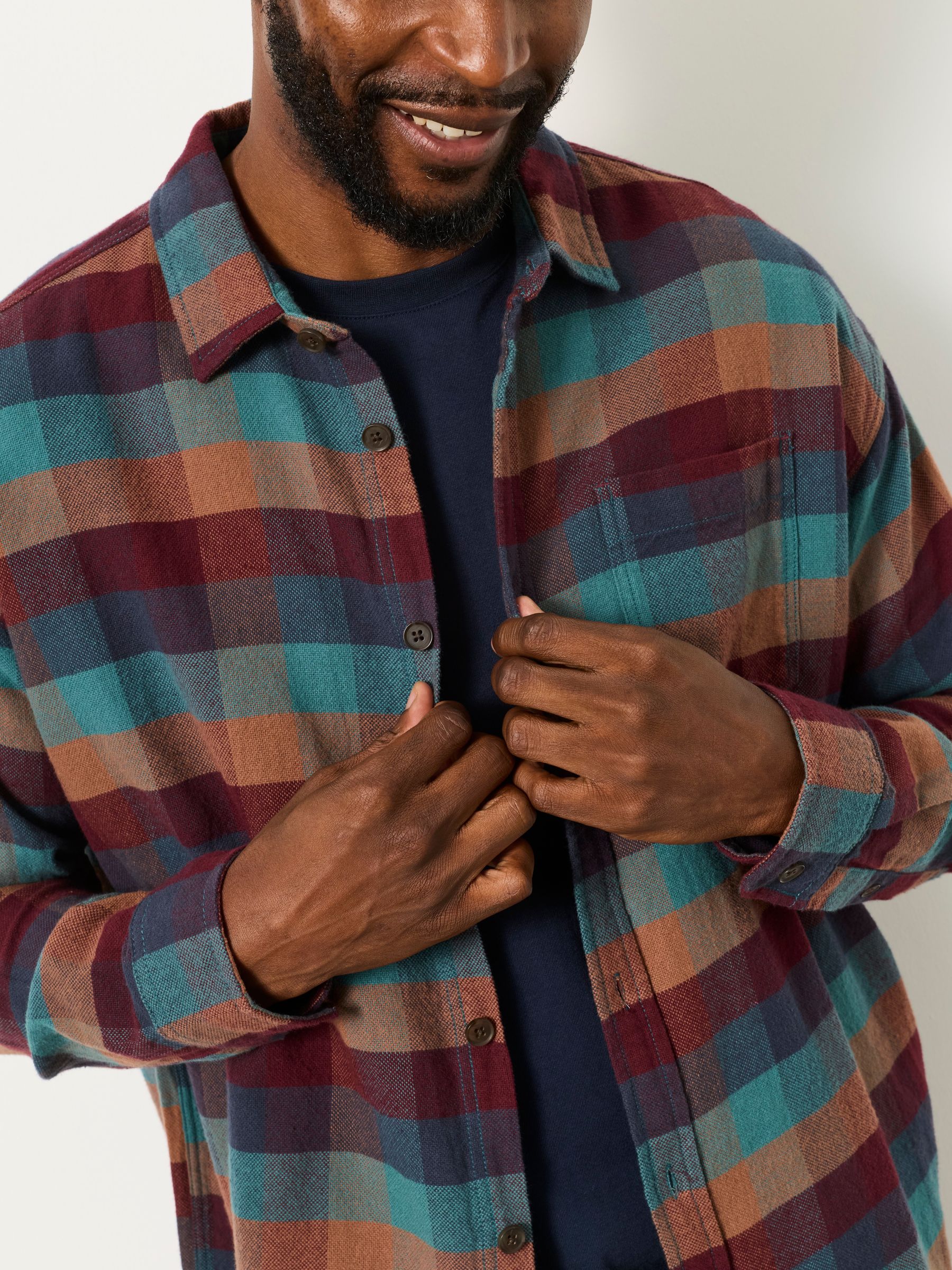 Brora Multi Long Sleeve Relaxed Fit Check Shirt - Image 3 of 6