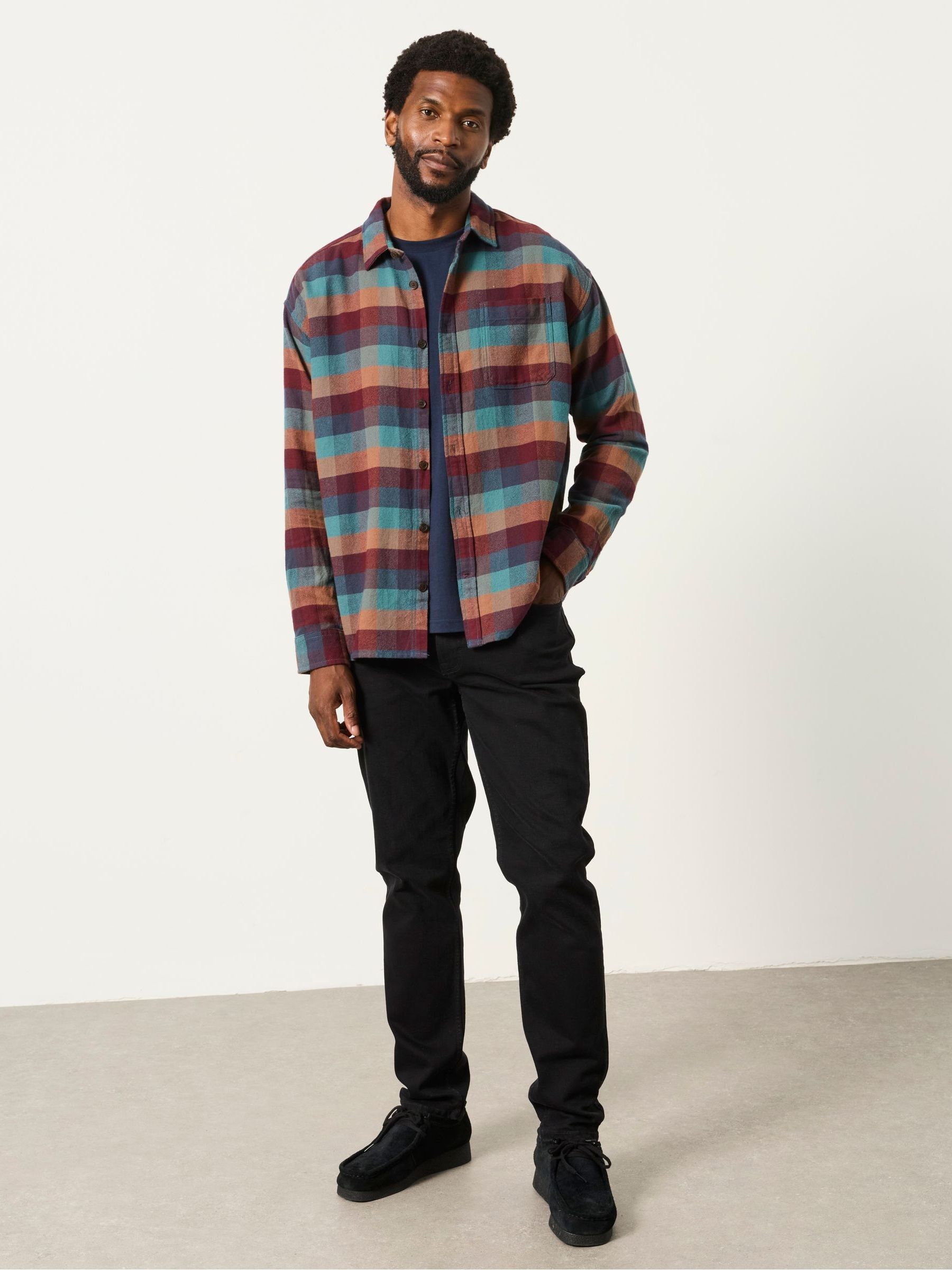 Brora Multi Long Sleeve Relaxed Fit Check Shirt - Image 4 of 6