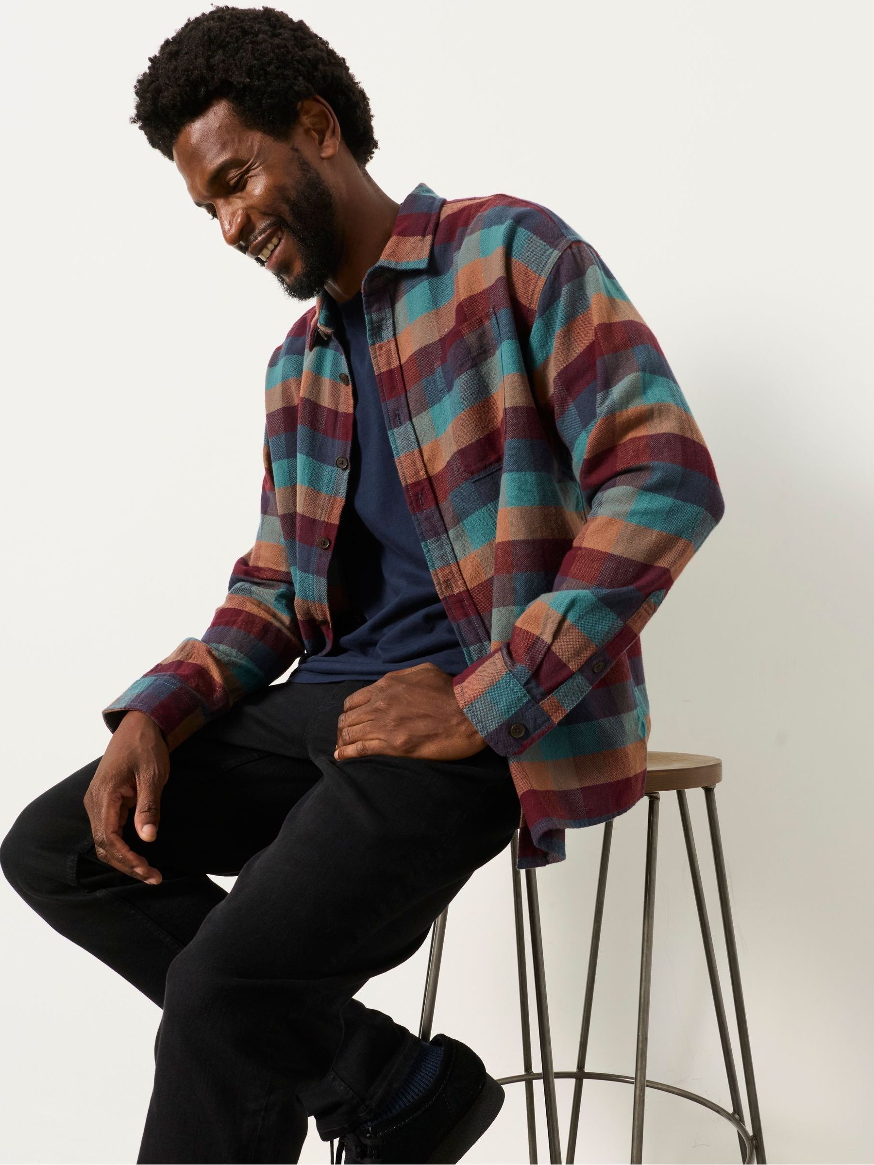 Brora Multi Long Sleeve Relaxed Fit Check Shirt - Image 5 of 6