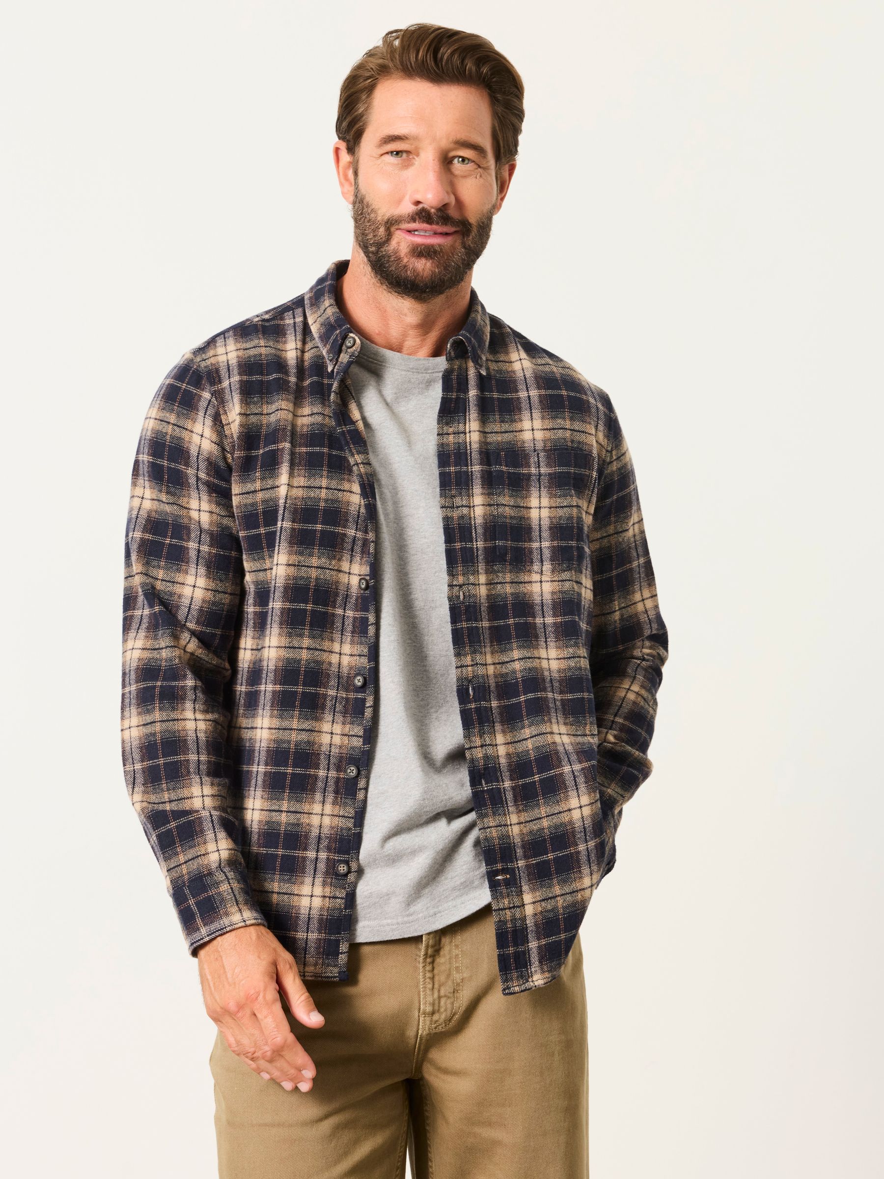 Lauder Dark Brown Long Sleeve Check Shirt - Image 2 of 6 Lauder Dark Brown Long Sleeve Check Shirt - Image 2 of 6