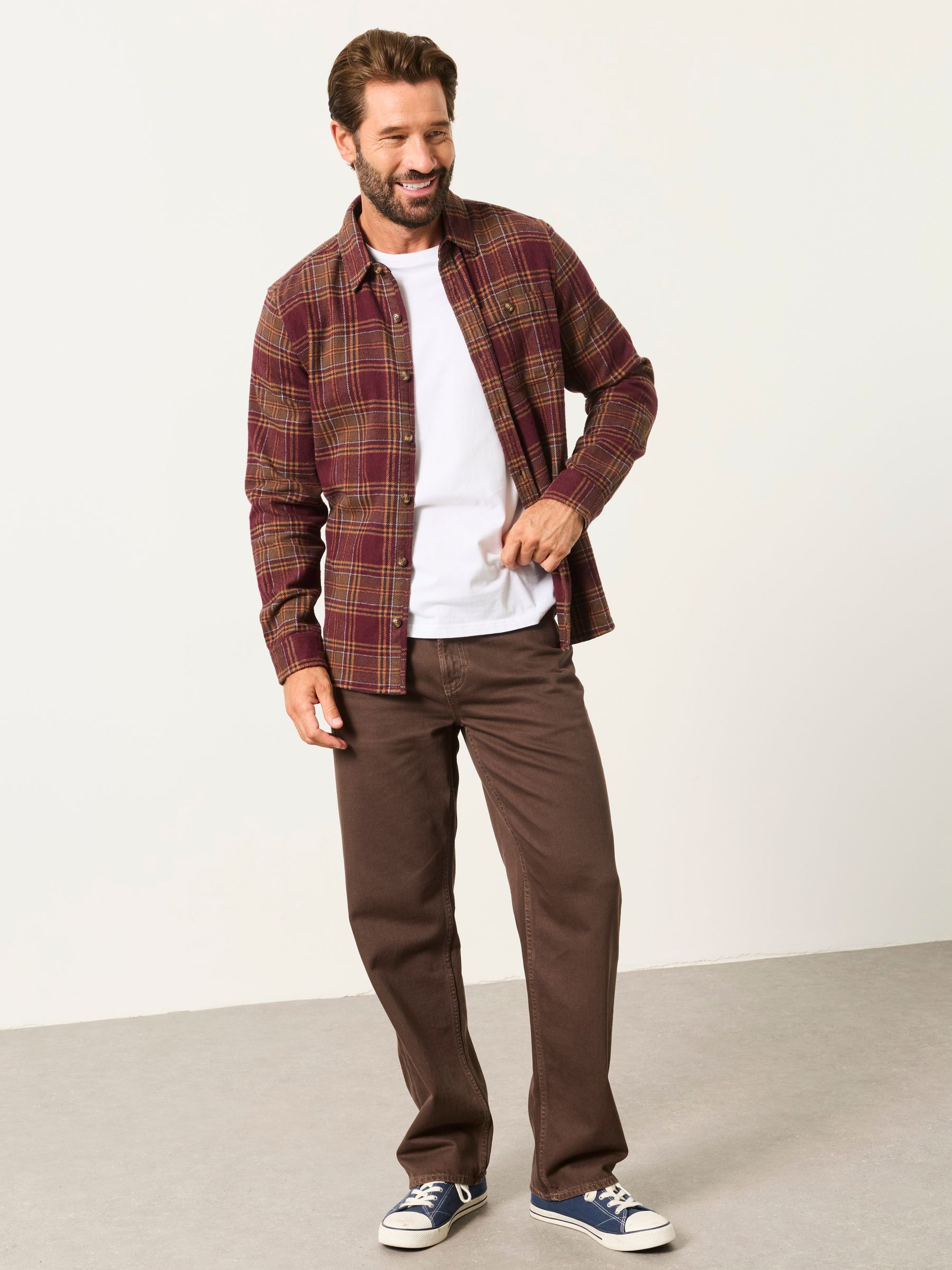 Cullen Burgundy Red Long Sleeve Check Shirt - Image 4 of 6