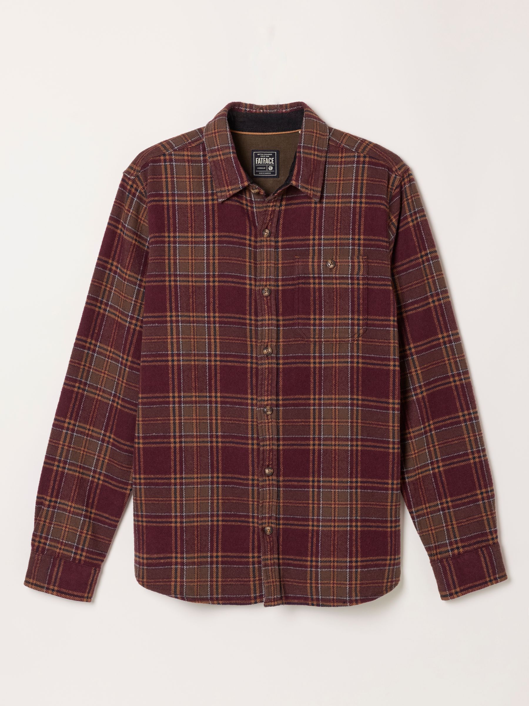 Cullen Burgundy Red Long Sleeve Check Shirt - Image 6 of 6