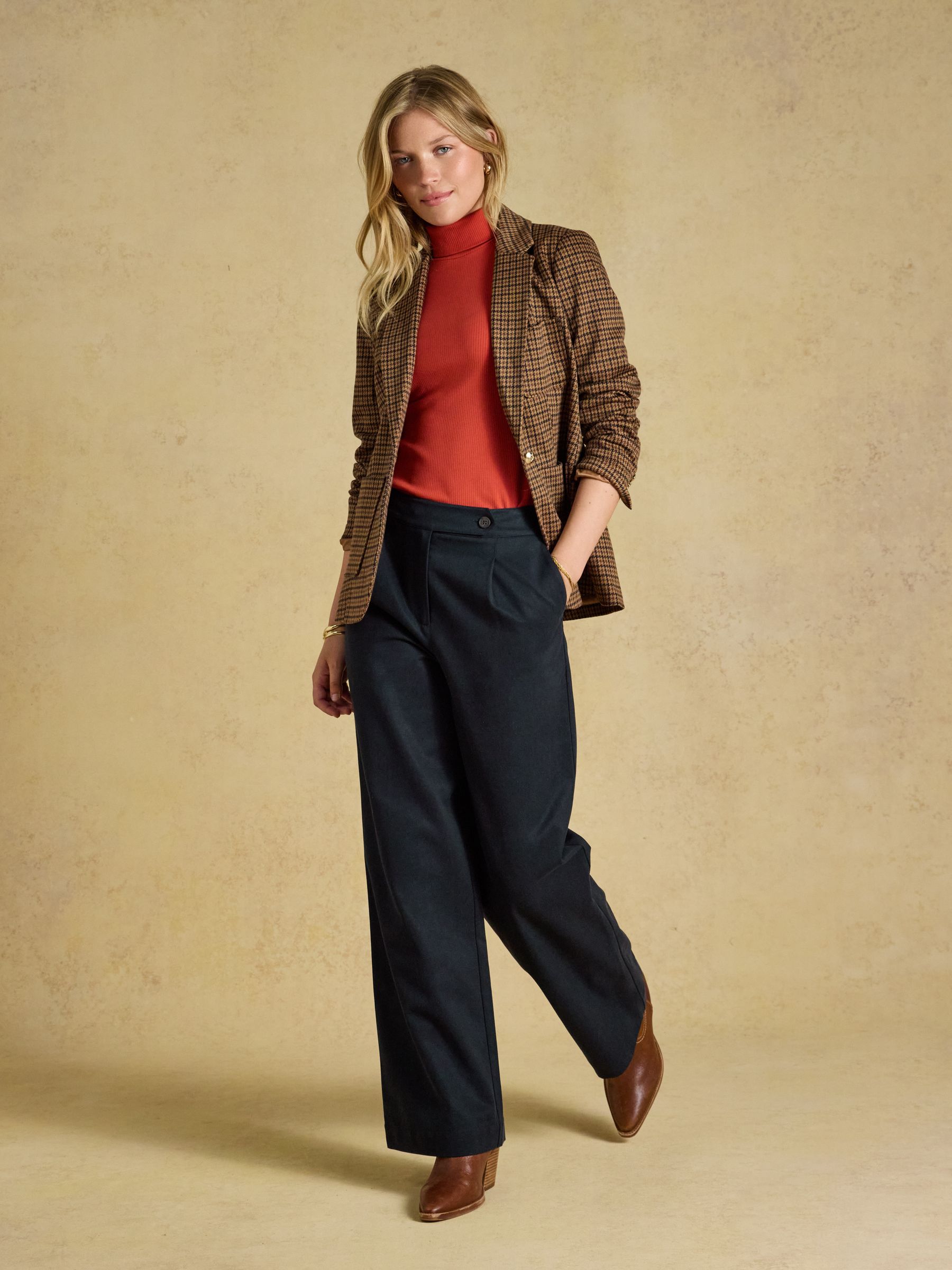 Navy High Rise Wide Leg Smart Trousers - Image 3 of 7