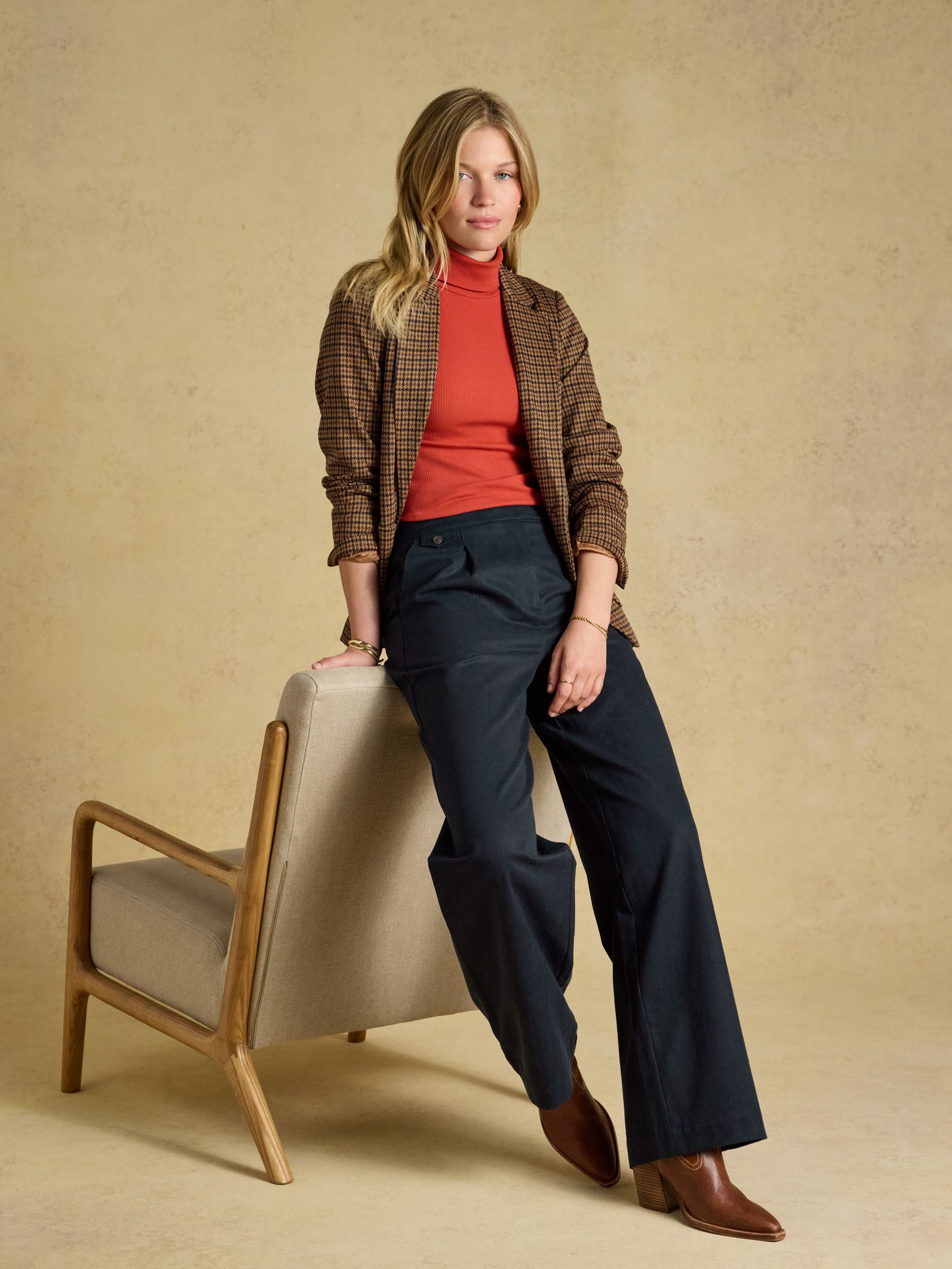 Navy High Rise Wide Leg Smart Trousers - Image 5 of 7