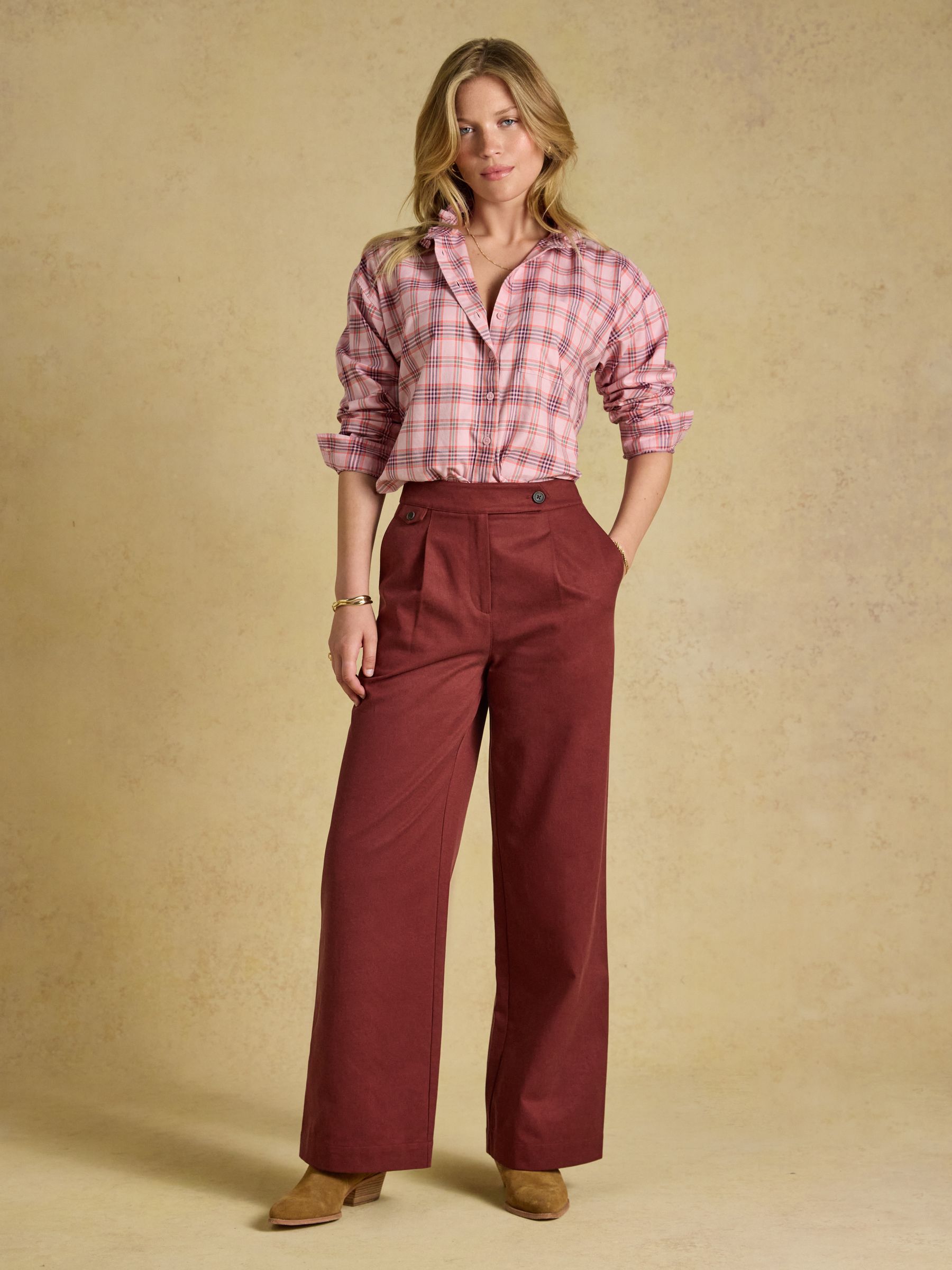 Rust High Rise Wide Leg Smart Trousers - Image 3 of 7