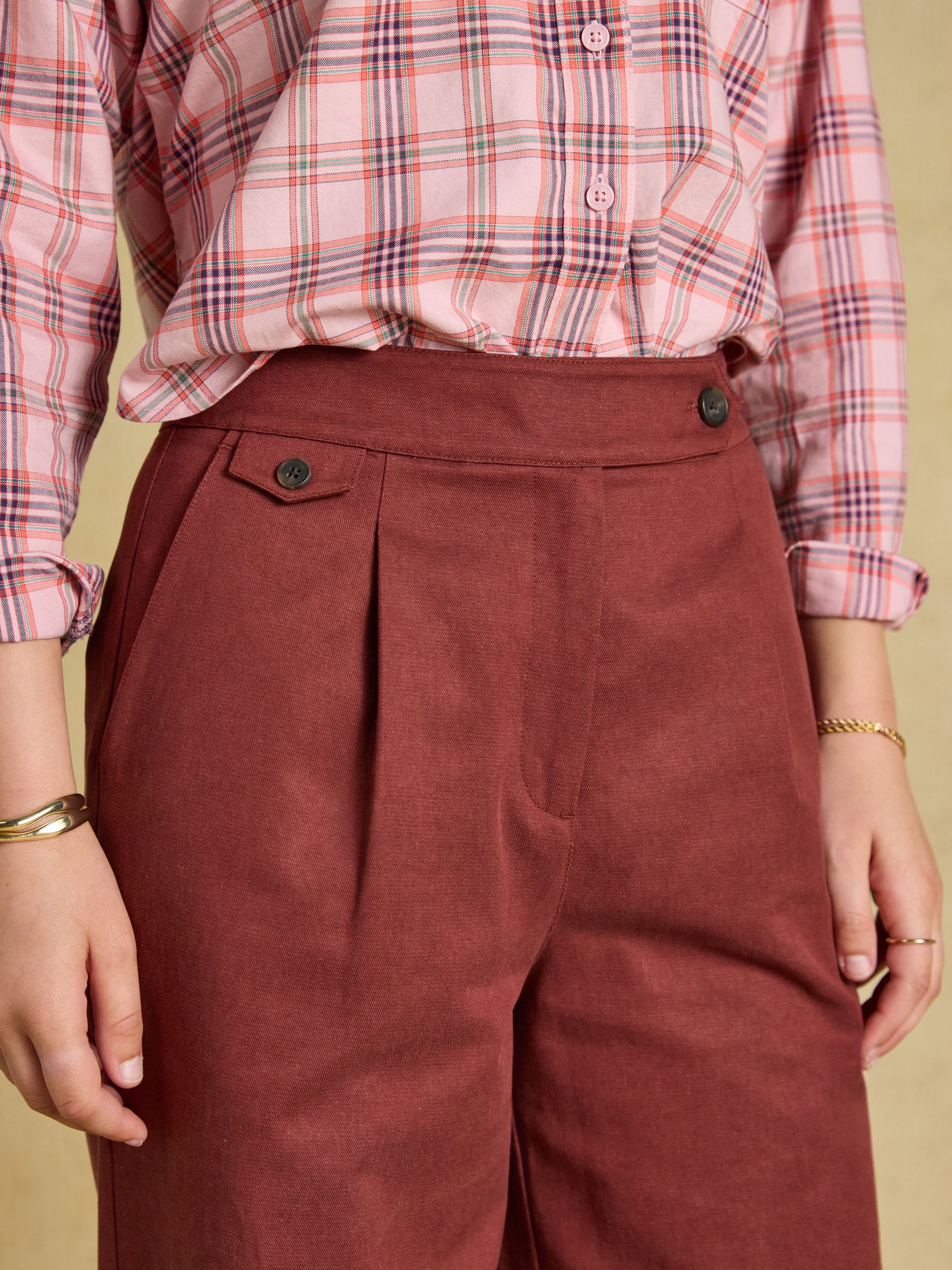 Rust High Rise Wide Leg Smart Trousers - Image 4 of 7