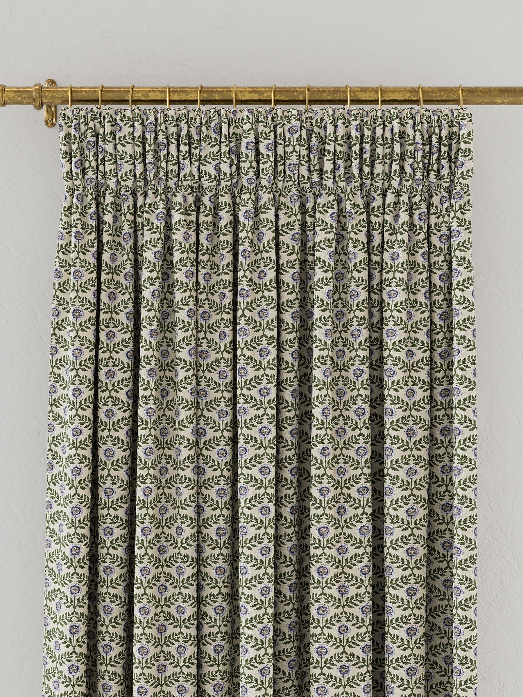 Cream/Multi Floral Foulard Lined Pencil Pleat Curtains - Image 3 of 3
