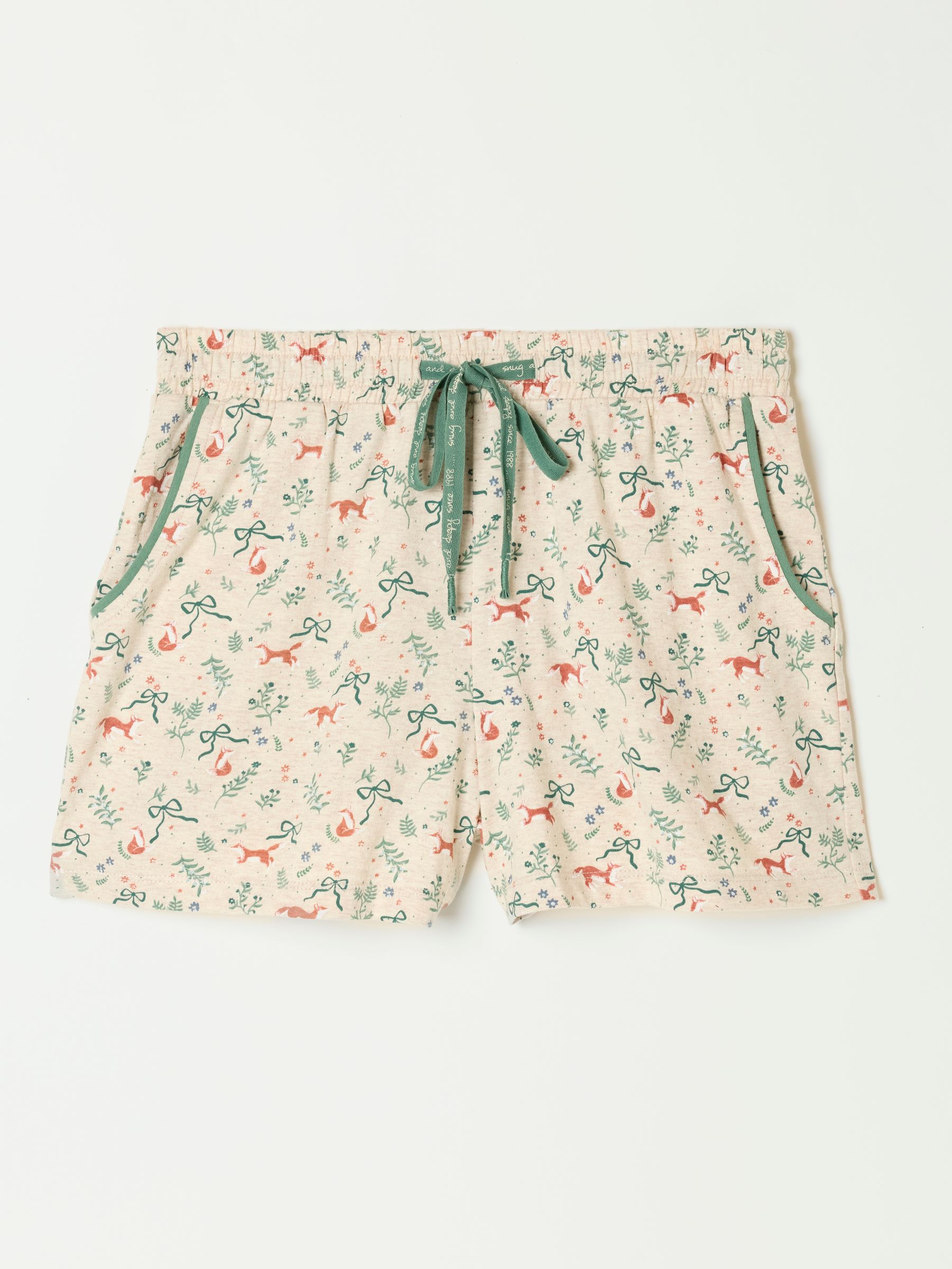 Oatmeal Fox Print Jersey Pyjama Shorts - Image 6 of 6