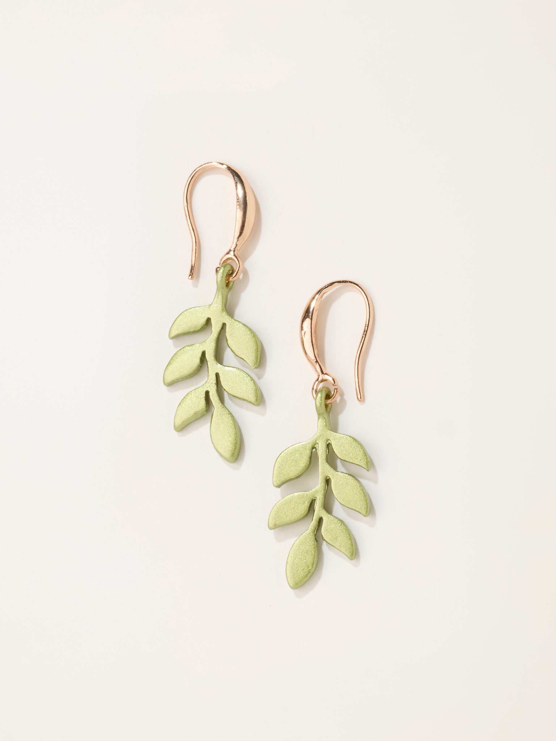 Green Leaf Drop Earrings - Image 1 of 2