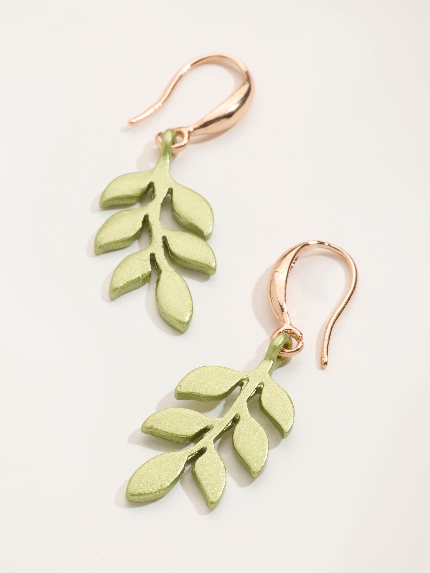 Green Leaf Drop Earrings - Image 2 of 2