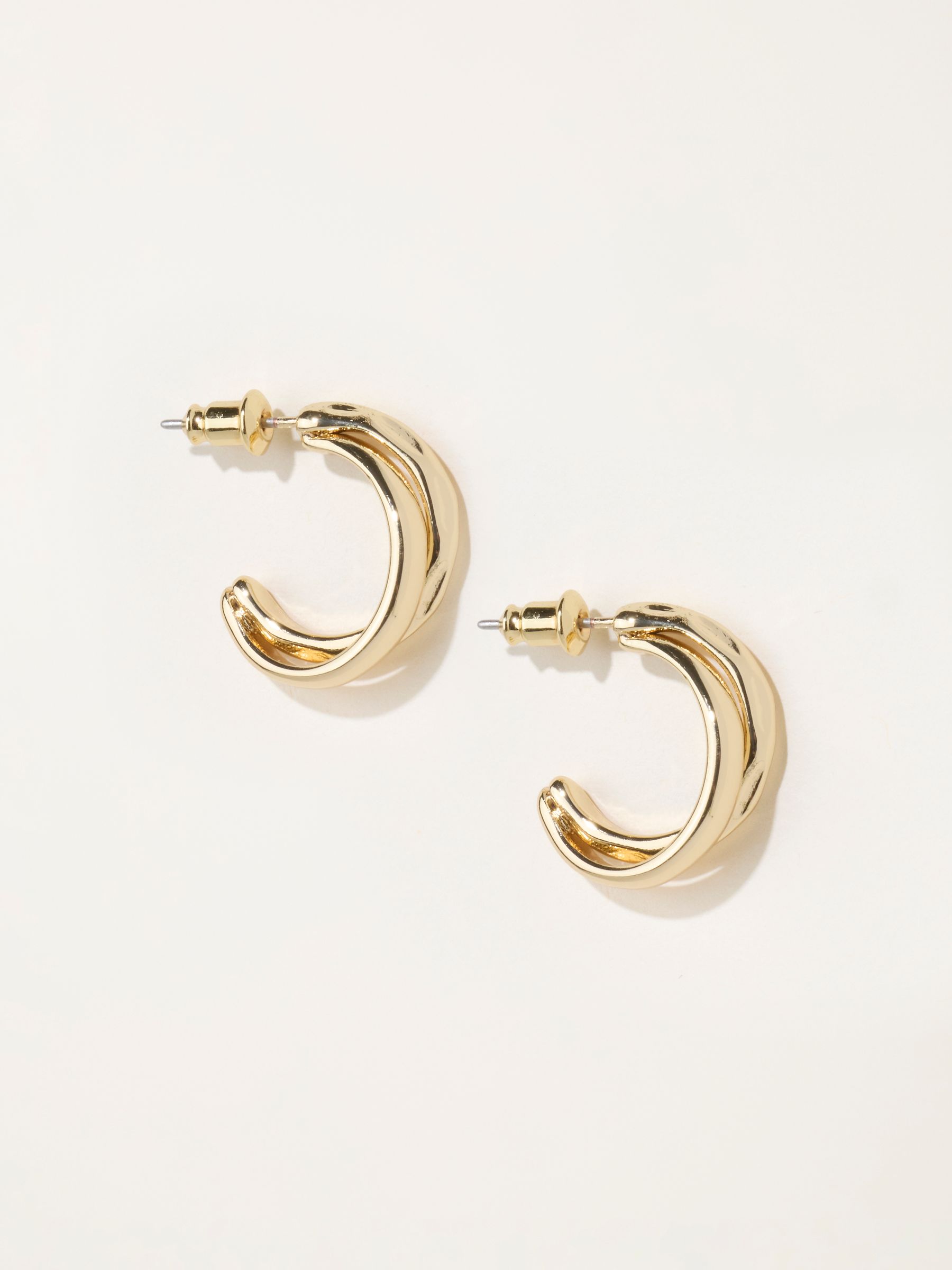 Hammered Double Hoops in Gold Tone - Image 1 of 2