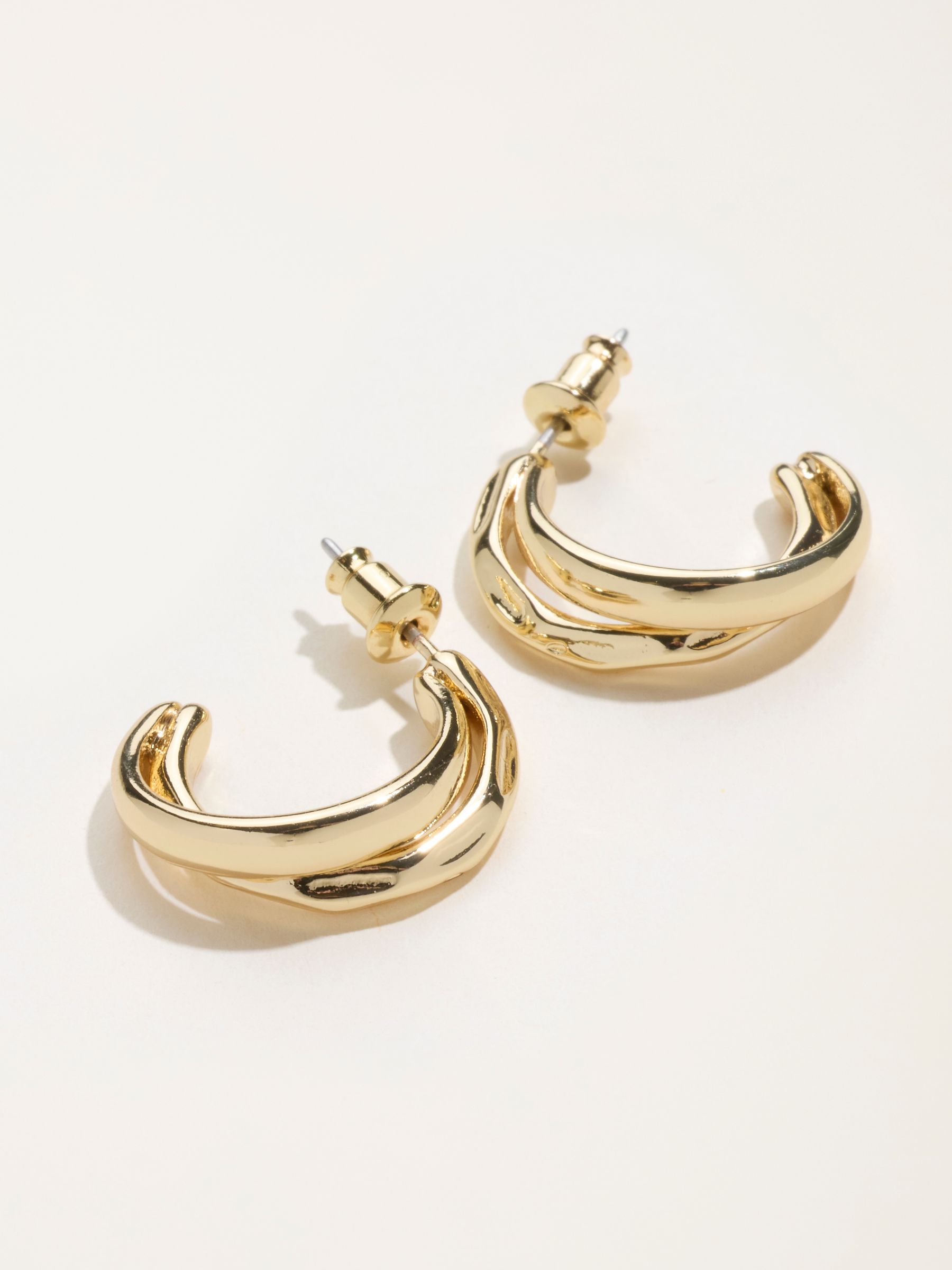 Hammered Double Hoops in Gold Tone - Image 2 of 2